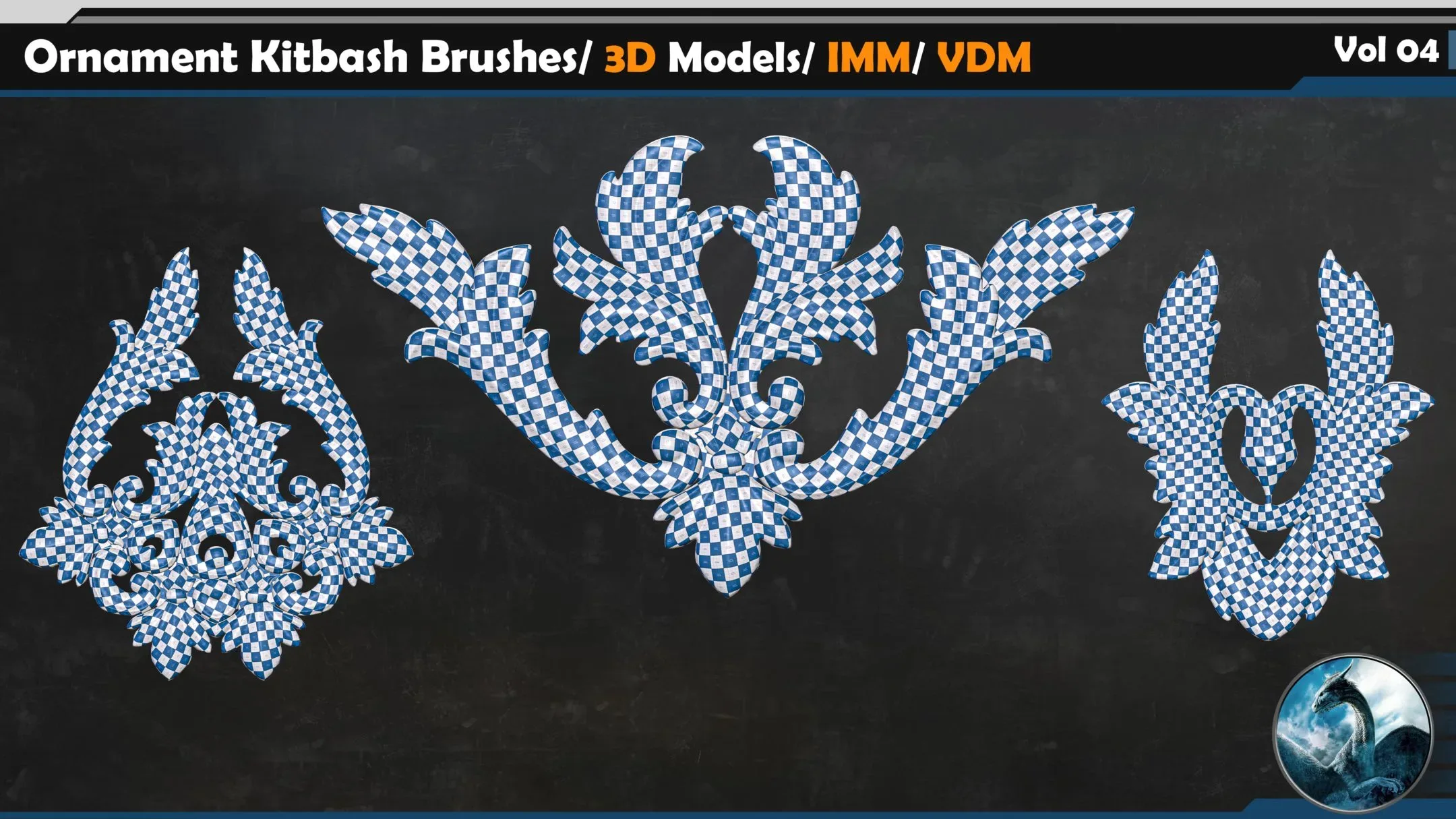 110 Ornament Kitbash Brushes/ 3D Models/ IMM/ VDM Vol 04