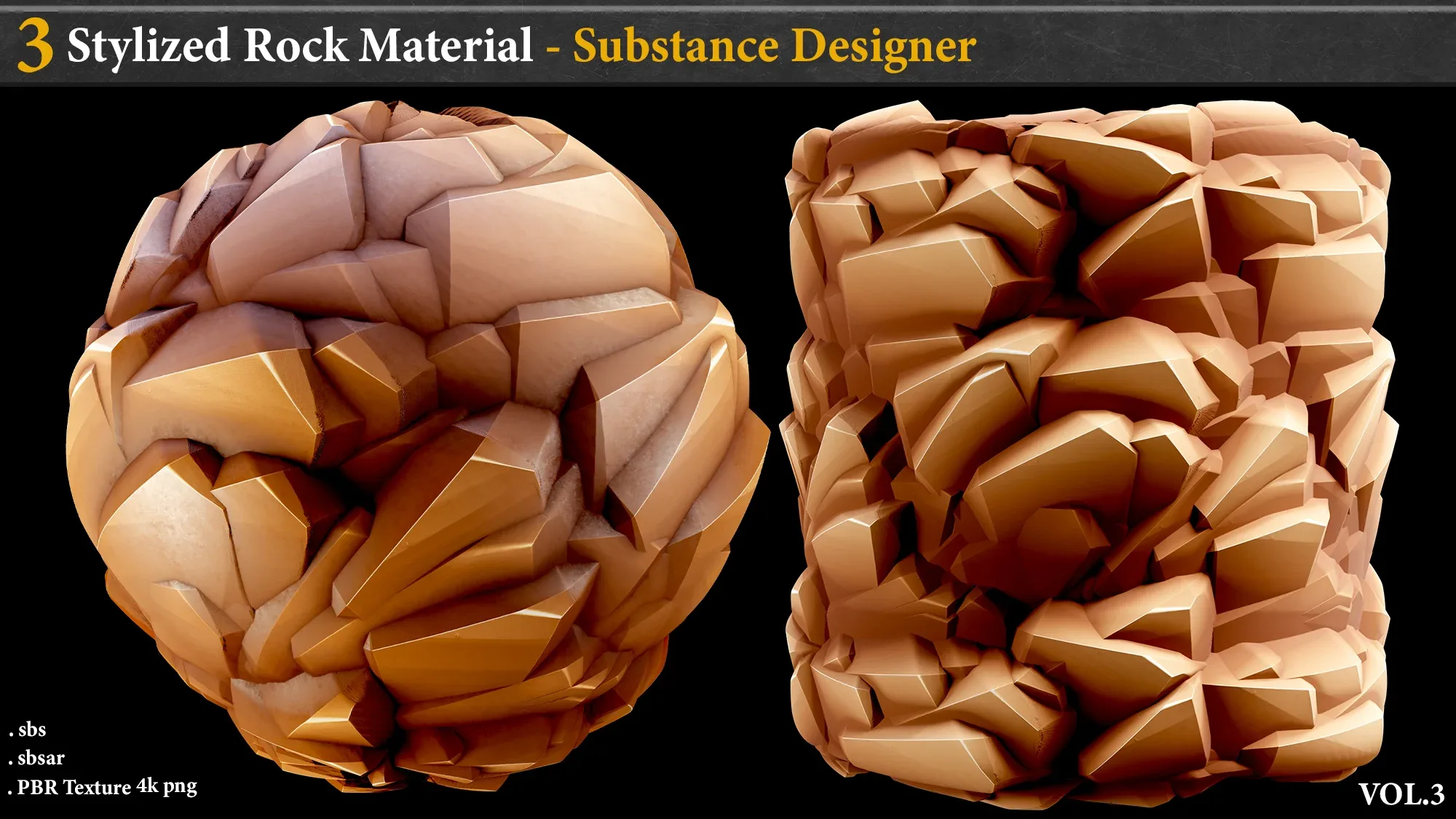 3 Stylized Rock Material_Substance Designer _Vol.3