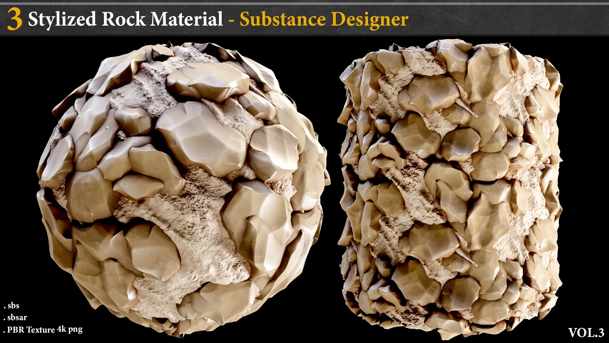 3 Stylized Rock Material_Substance Designer _Vol.3