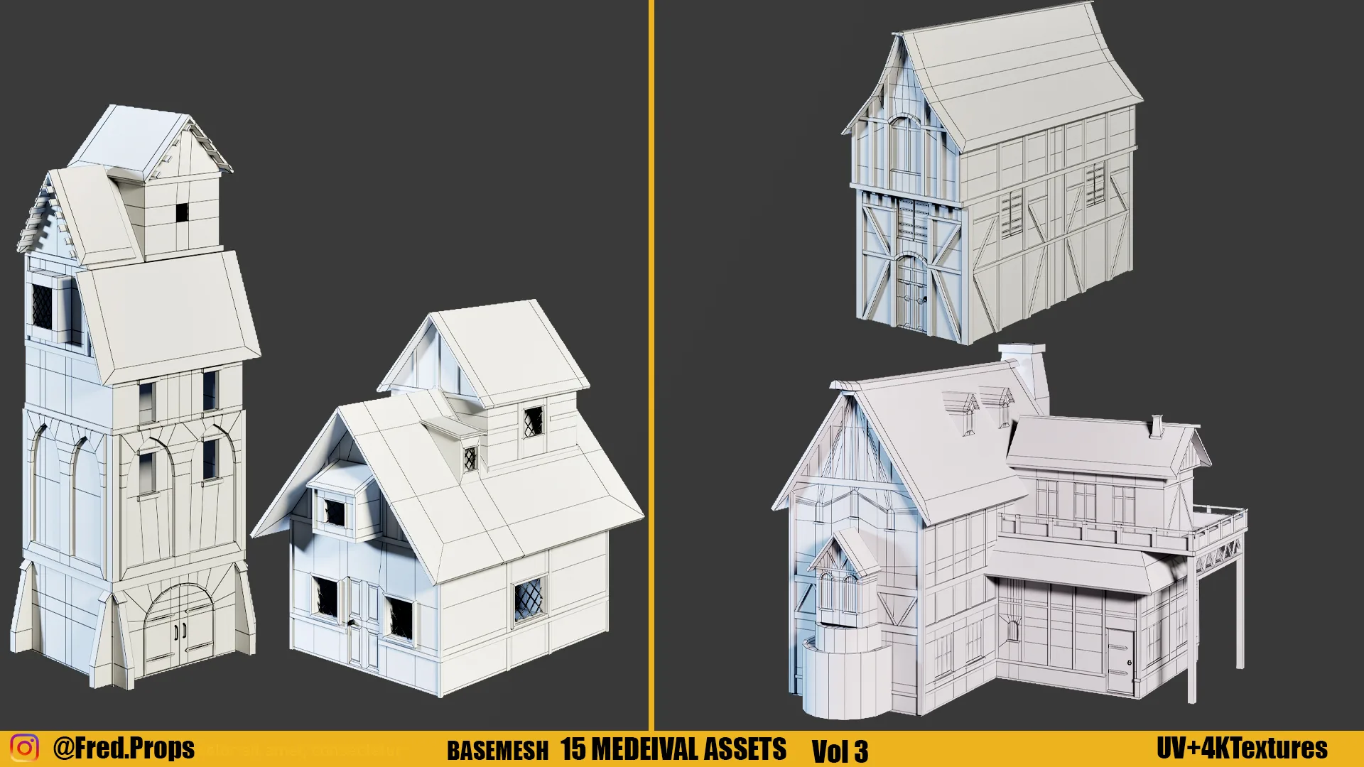 KITBASH : MEDIEVAL ASSETS +TEXTURES Vol 3