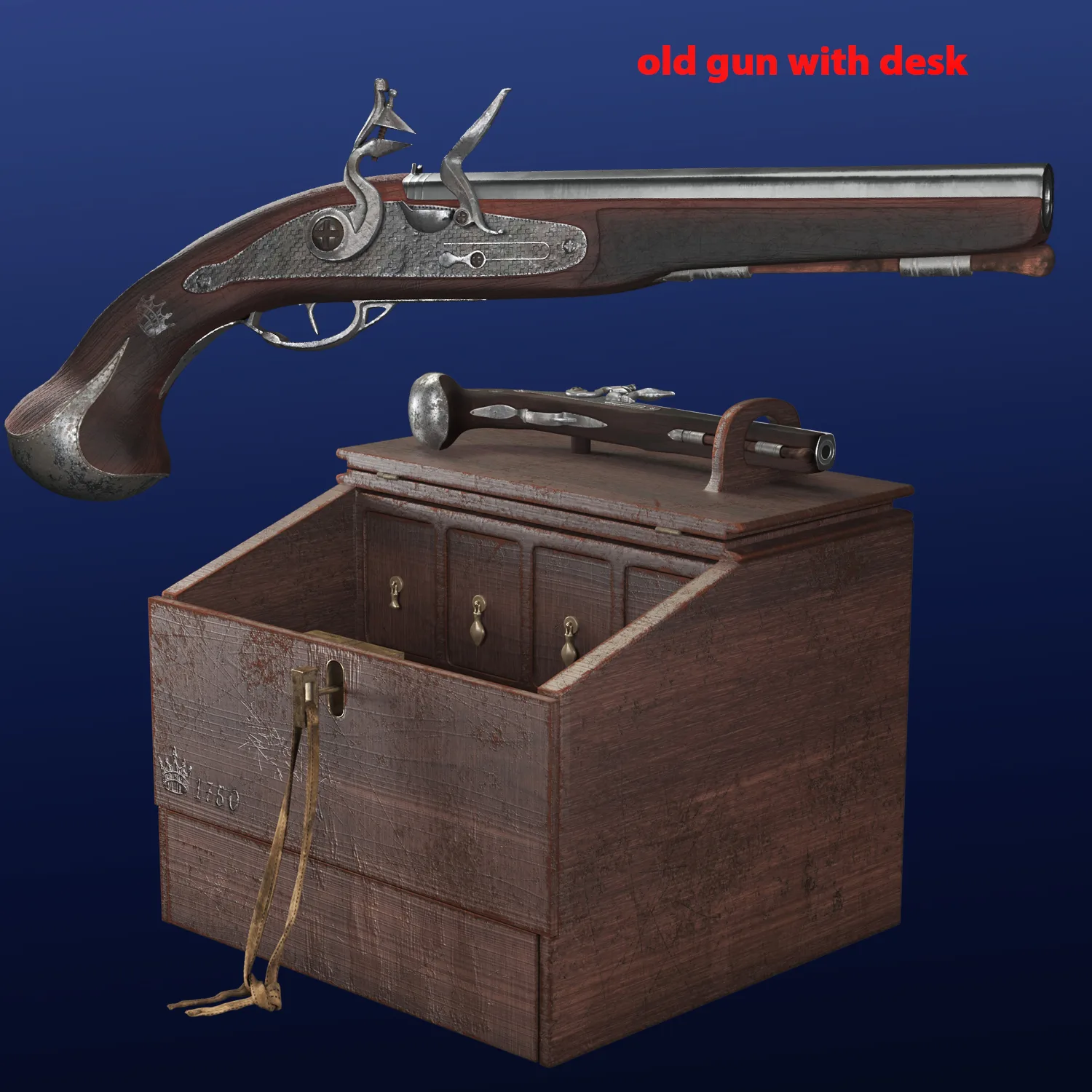 old gun with desk