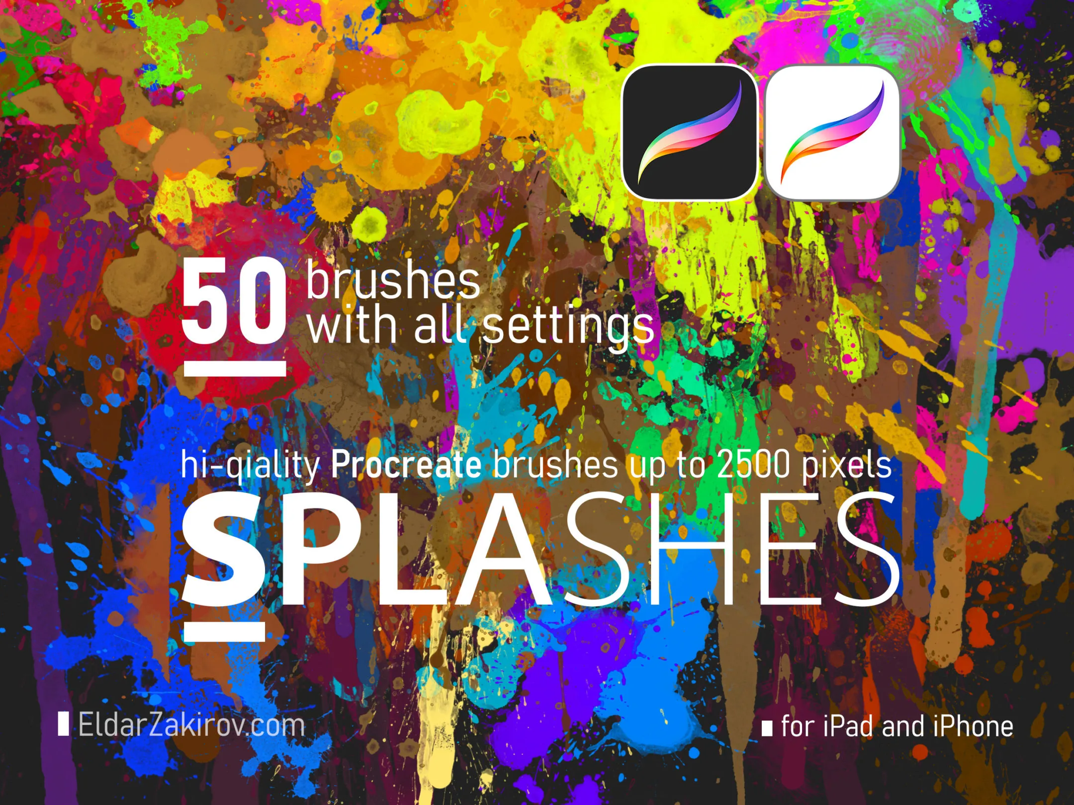 50 High Resolution SPLASHES Brushes for PROCREATE