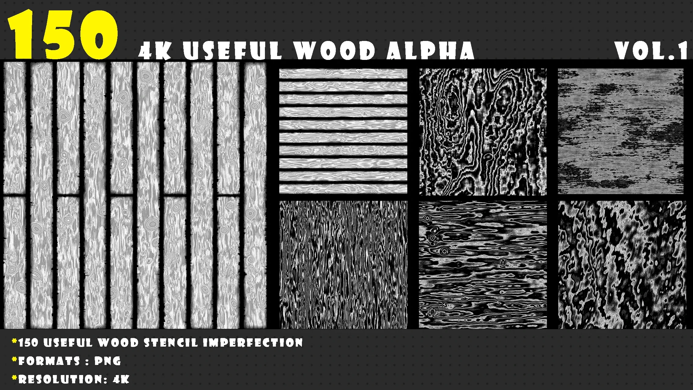150 High Quality Useful Wood Stencil Imperfection vol.1