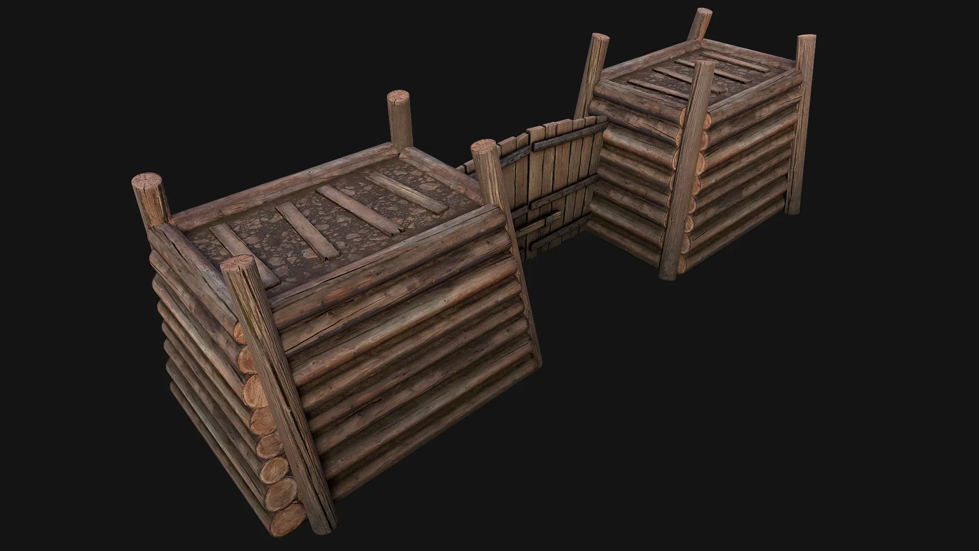 Medieval Fortress Gate with Wooden Wall