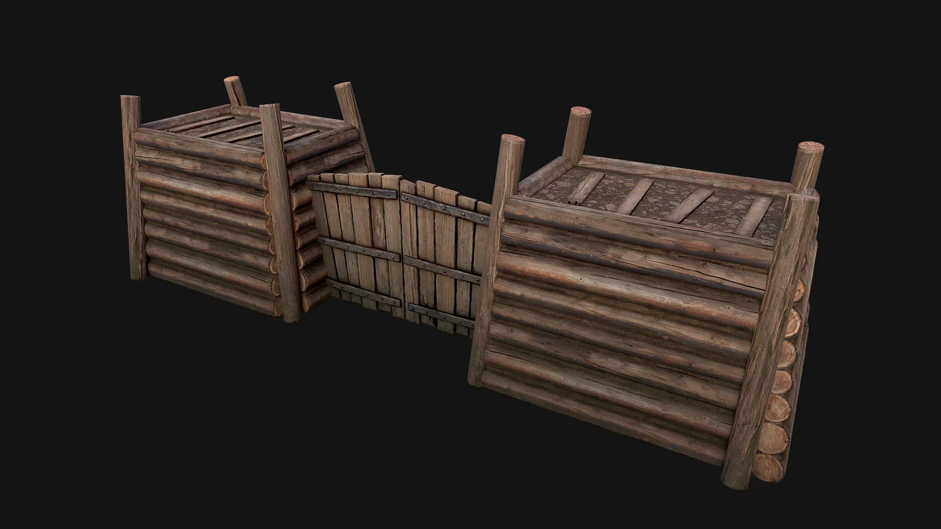 Medieval Fortress Gate with Wooden Wall