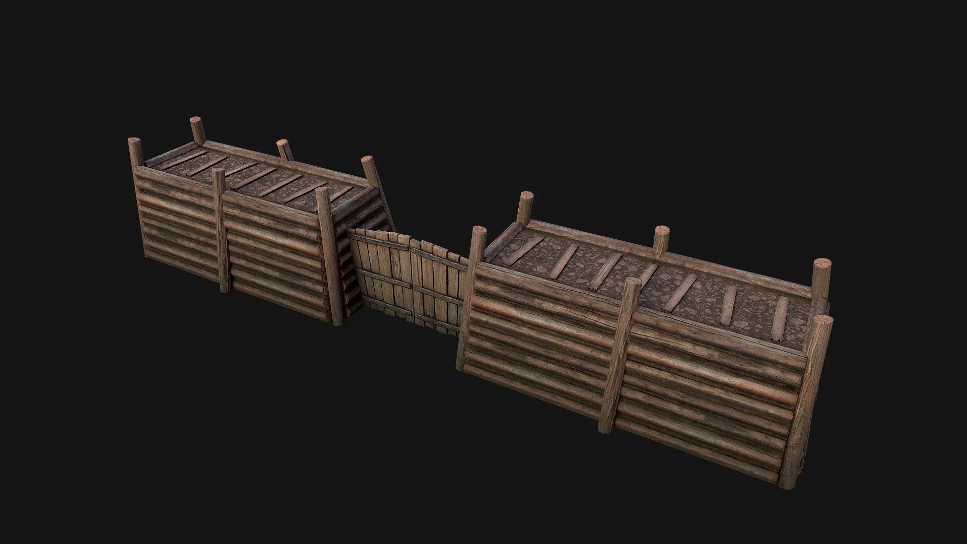 Medieval Fortress Gate with Wooden Wall