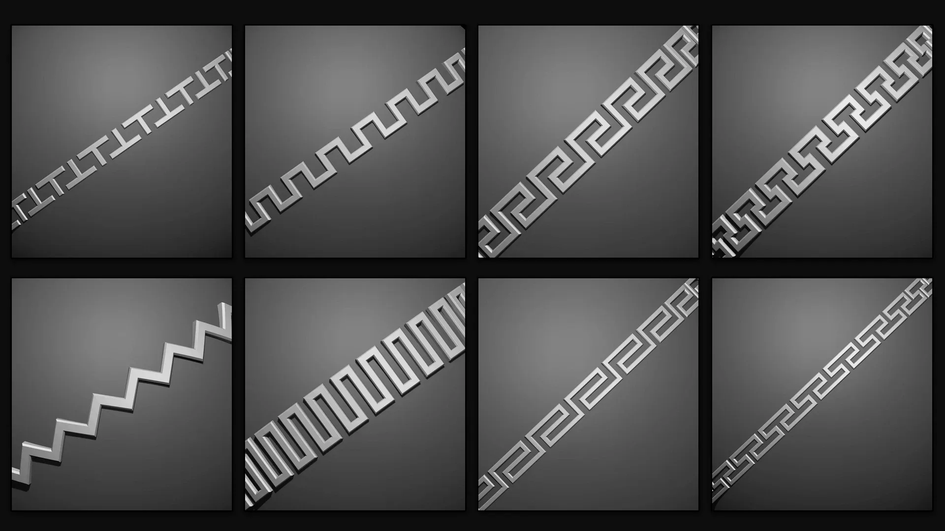 75 Greek Border Brushes for ZBrush, 4K Alphas and 3D Models