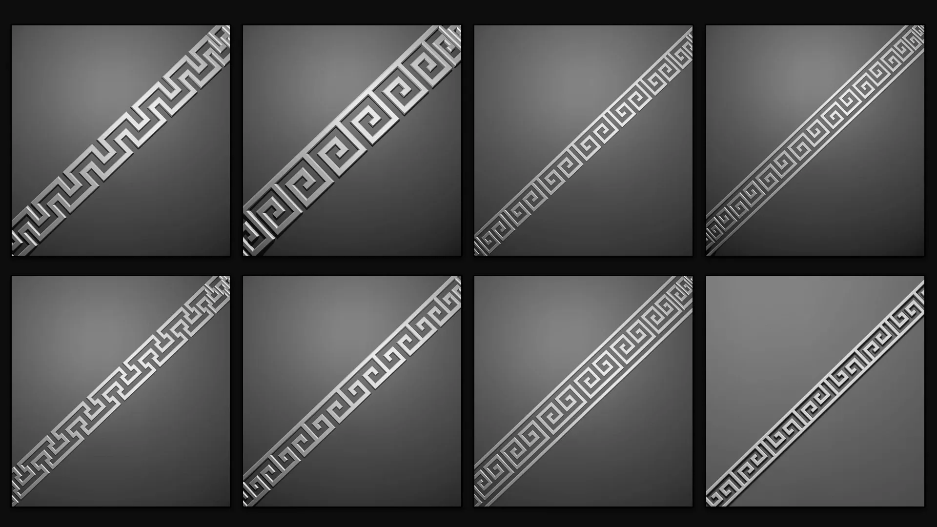 75 Greek Border Brushes for ZBrush, 4K Alphas and 3D Models