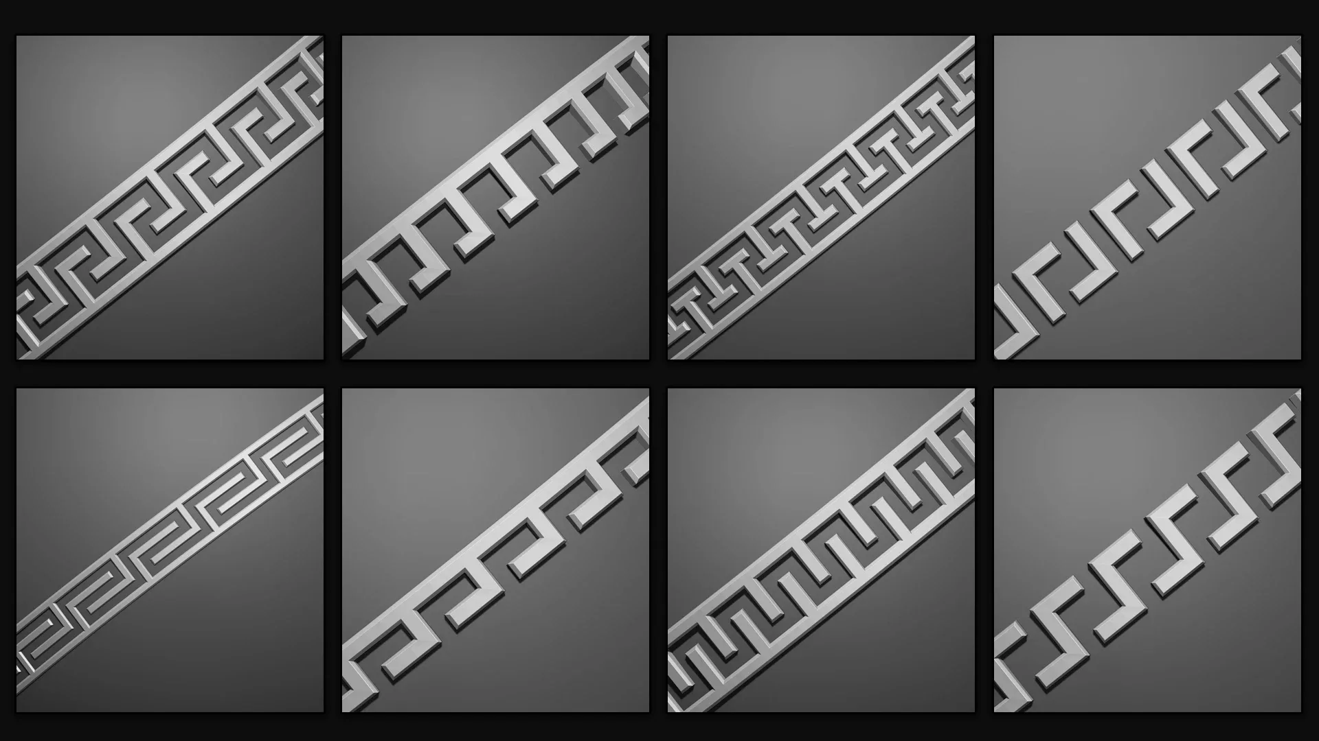 75 Greek Border Brushes for ZBrush, 4K Alphas and 3D Models