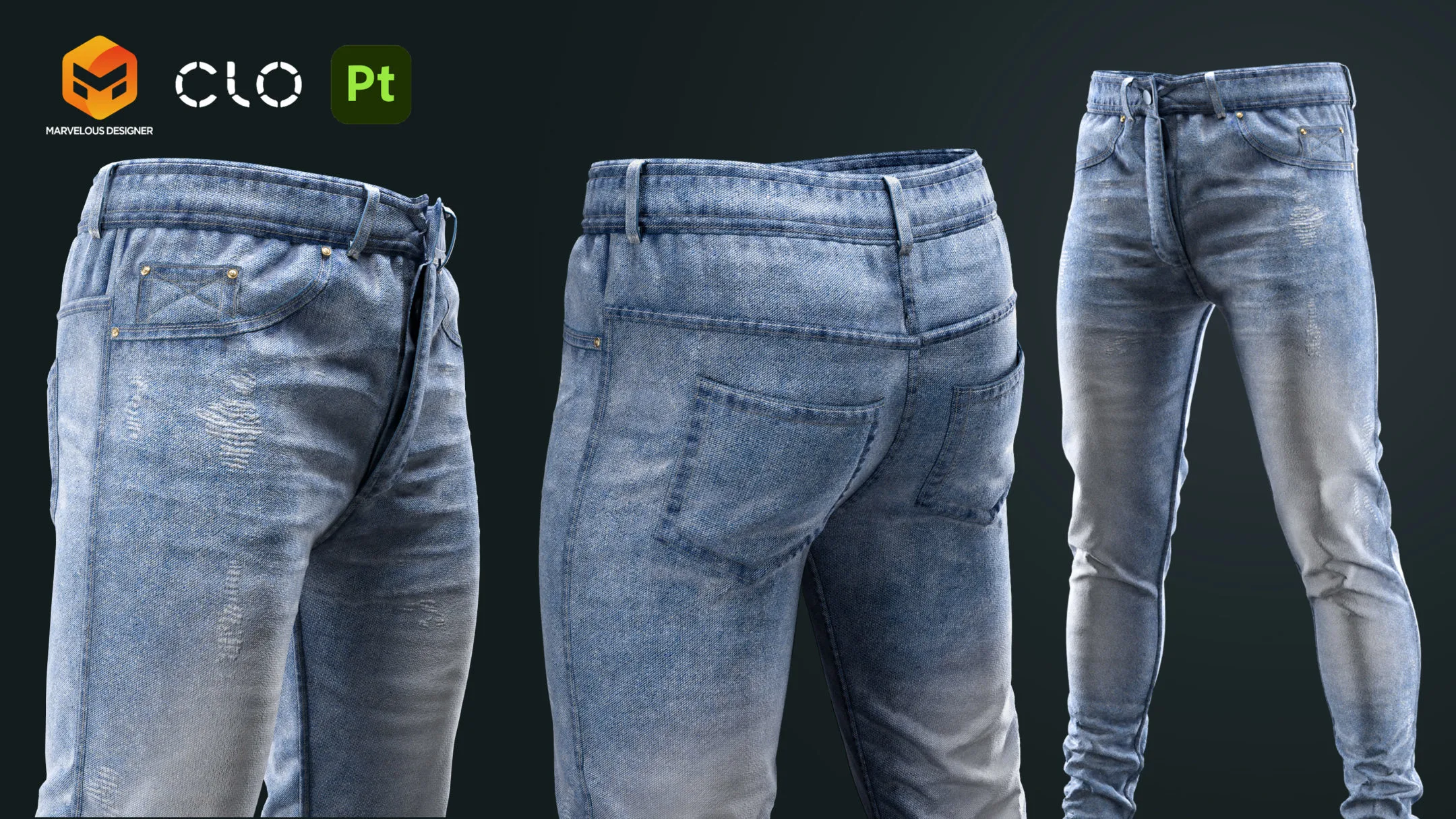 Tutorial Clo3d,MD Realistic jean. modeling(clo3d) + texturing(substance painter) 2H video