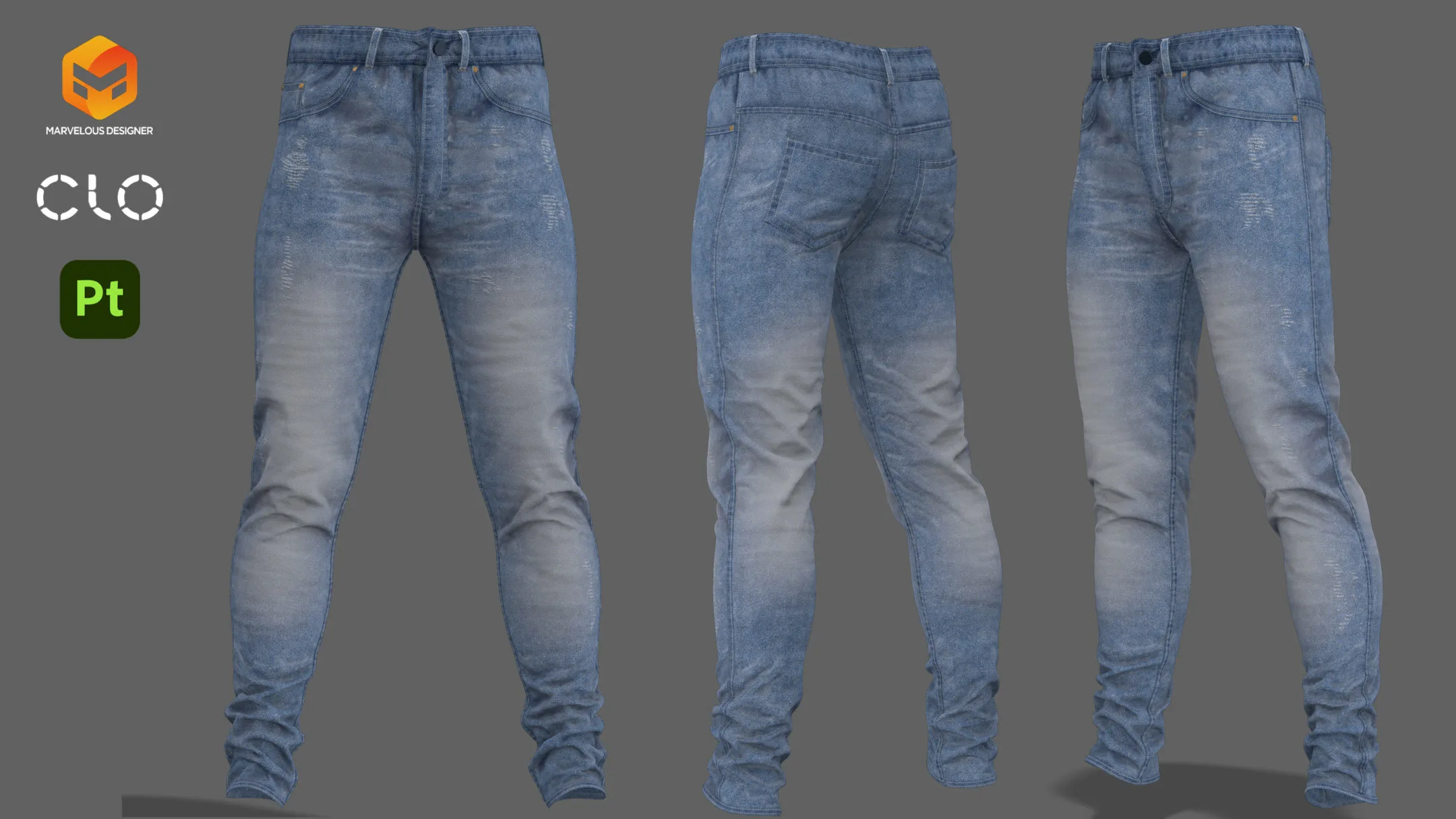 Tutorial Clo3d,MD Realistic jean. modeling(clo3d) + texturing(substance painter) 2H video