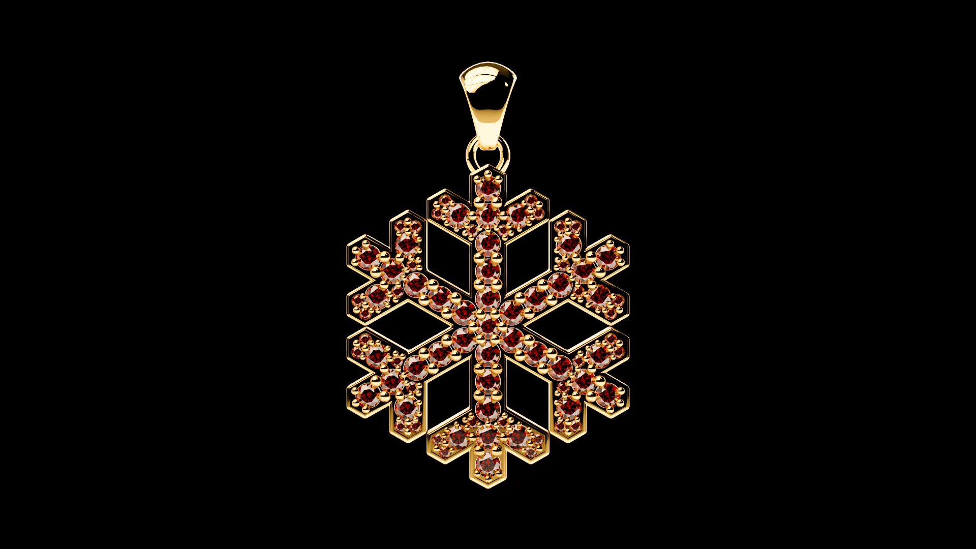 Snowflake with garnet pendant 3D print model