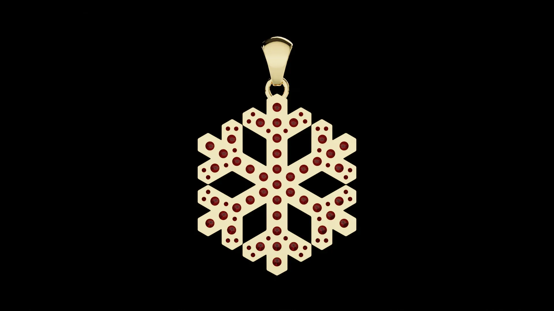 Snowflake with garnet pendant 3D print model