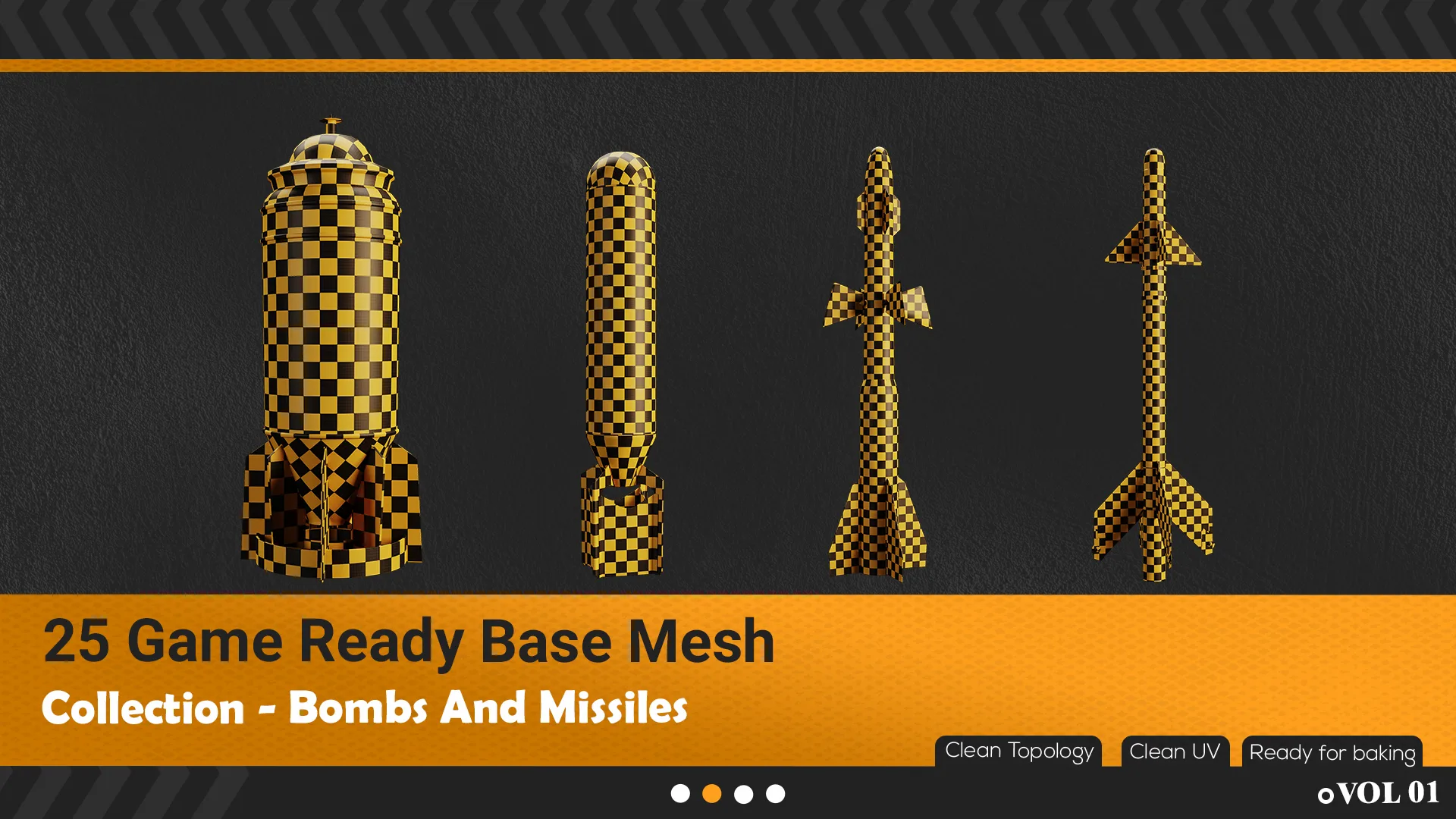 25 Bombs And Missiles Base Mesh - VOL 01 (Game Ready)