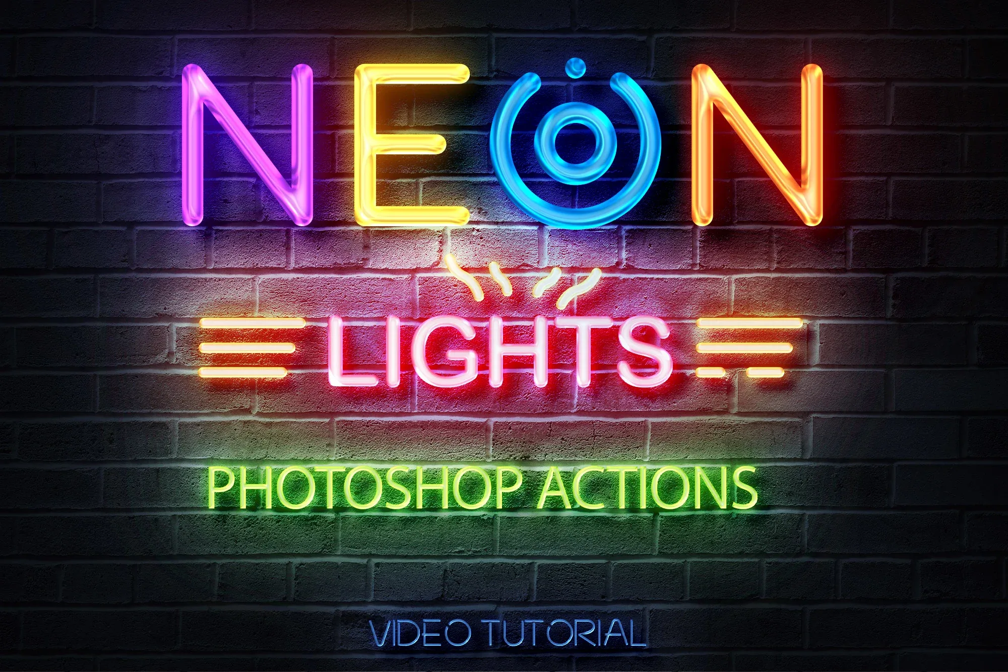 Neon Photoshop Actions, Neon Maker Lights Generator, Neon Template Creator, Neon Sign Photoshop Action, Glowing street light neon tube