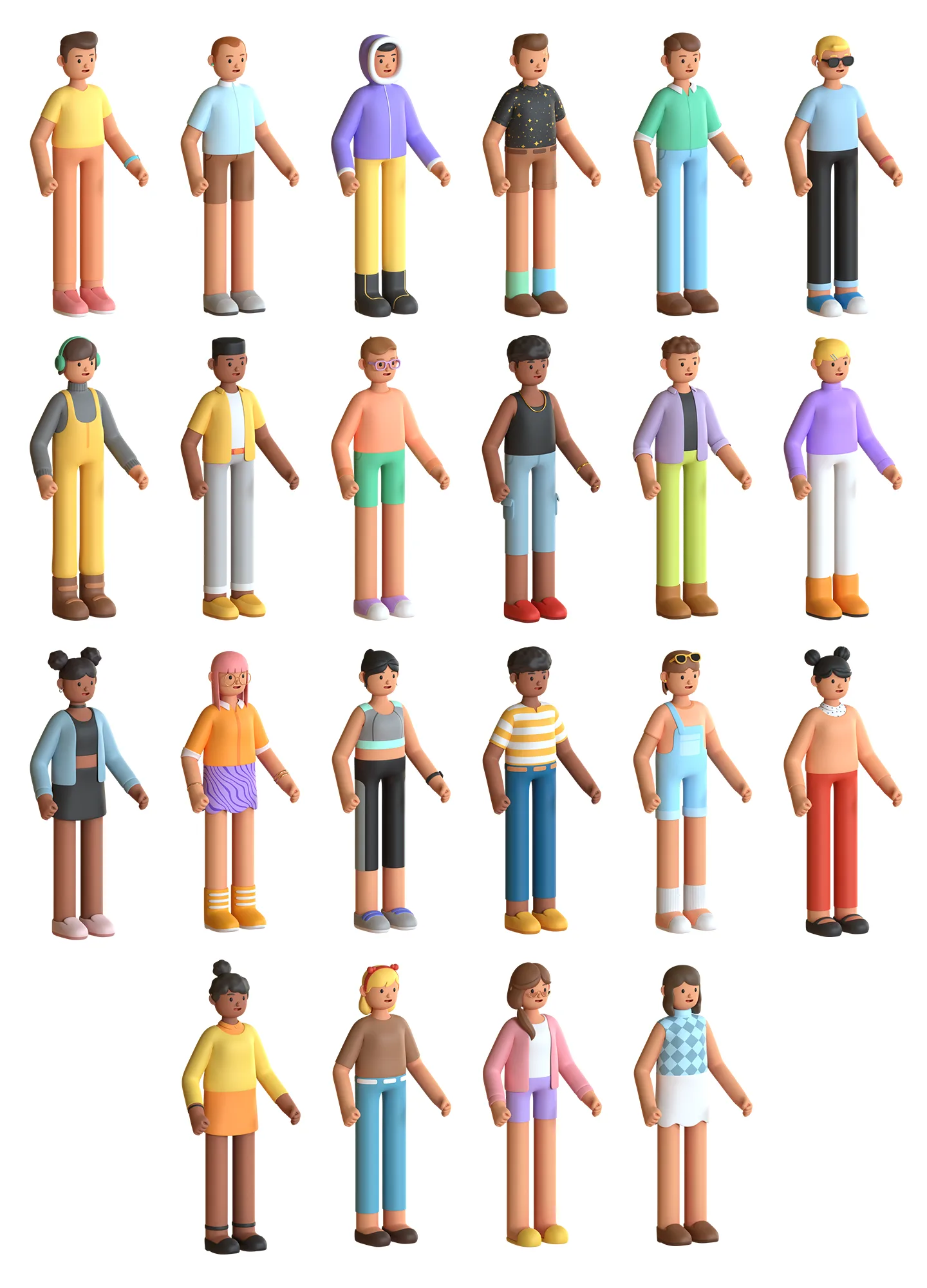 22 CASUAL CHARACTERS RIGGED ANIMATED PACK