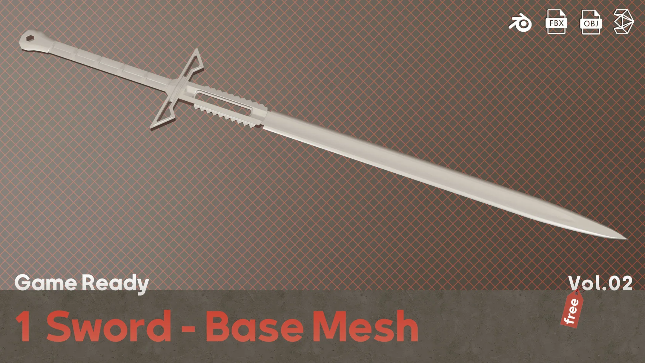 Free Sample Sword Base Mesh – Vol 02 ( Game Ready )