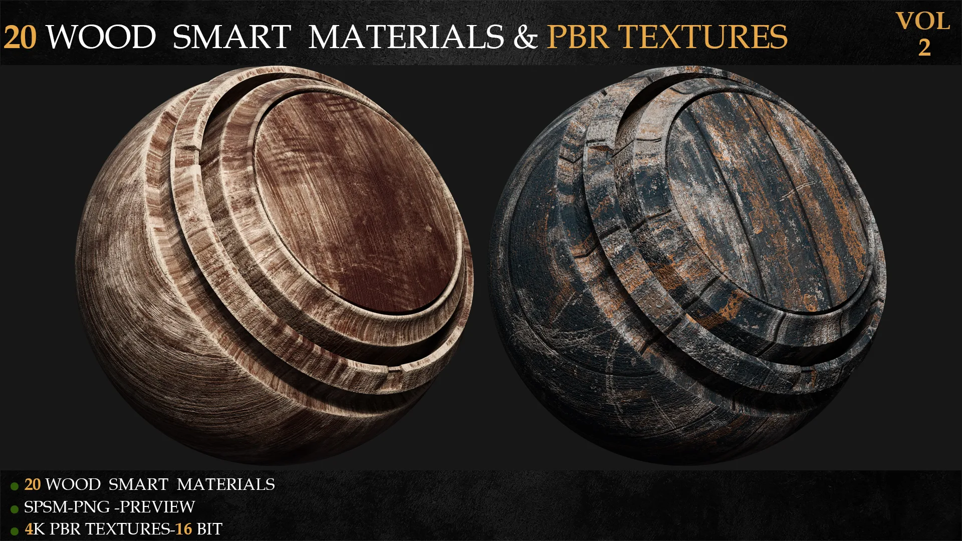 20 WOOD SMART MATERIALS & PBR TEXTURES-VOL 2