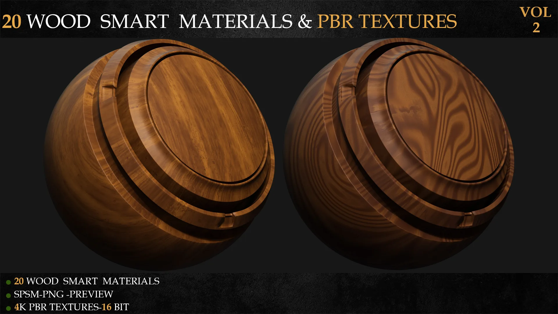 20 WOOD SMART MATERIALS & PBR TEXTURES-VOL 2