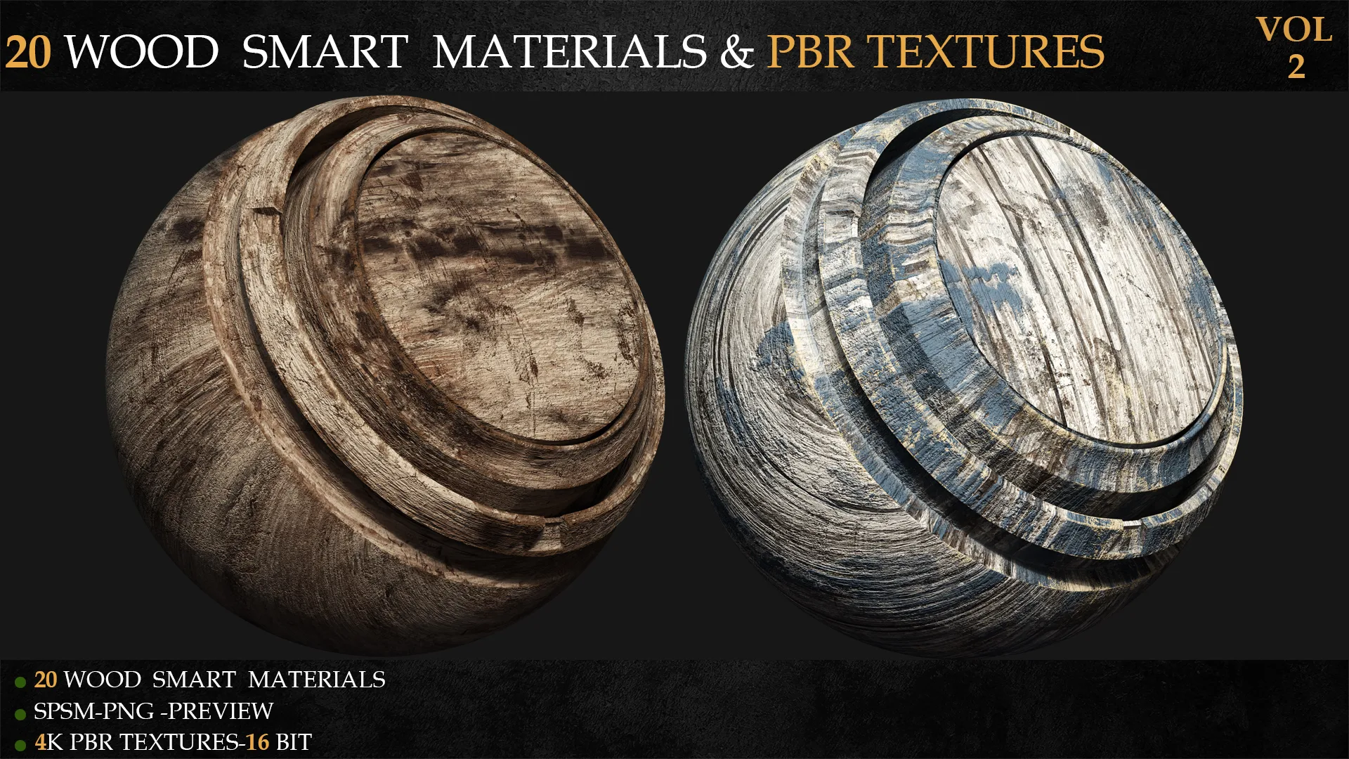 20 WOOD SMART MATERIALS & PBR TEXTURES-VOL 2