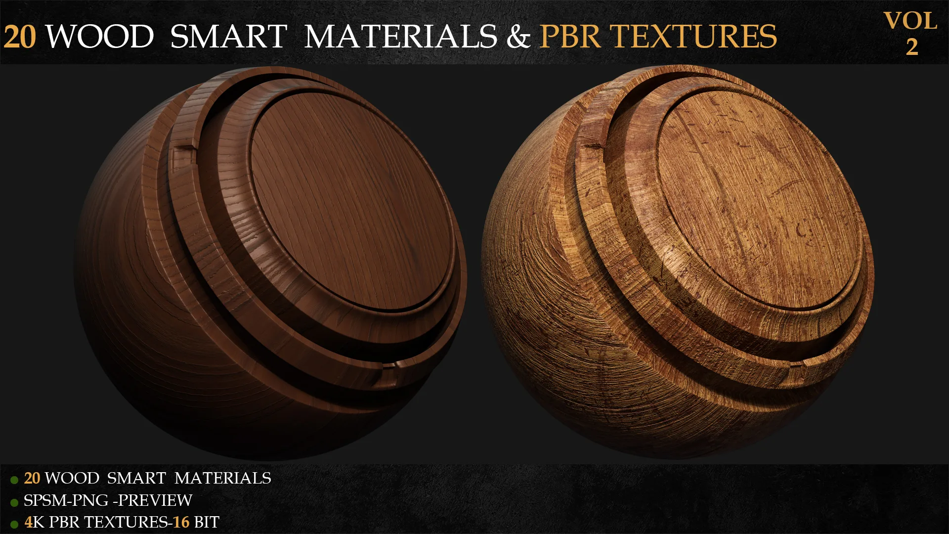 20 WOOD SMART MATERIALS & PBR TEXTURES-VOL 2