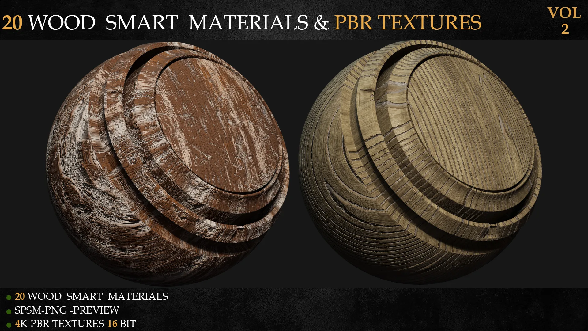 20 WOOD SMART MATERIALS & PBR TEXTURES-VOL 2