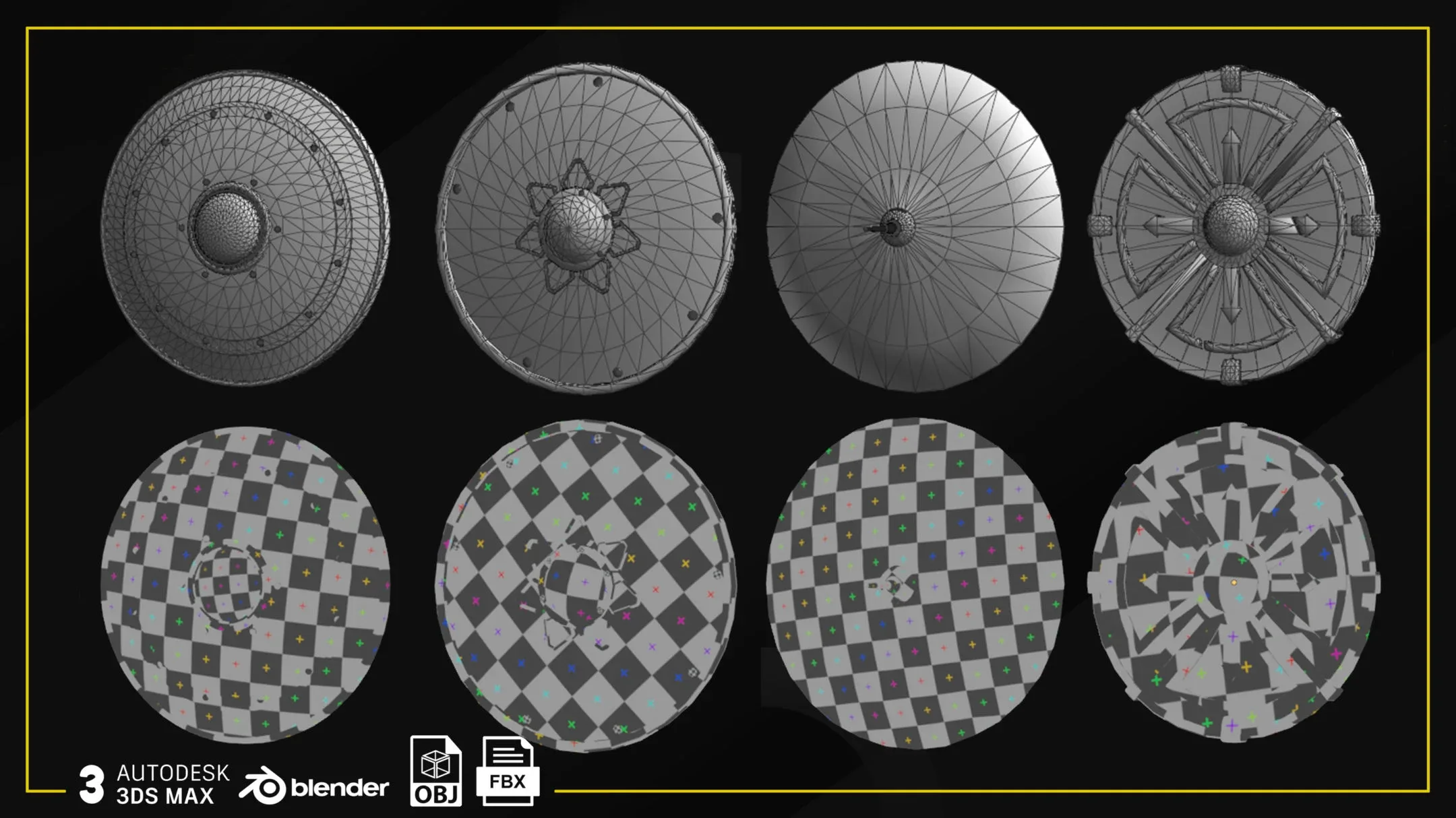 20 Medieval Shield Base Meshes