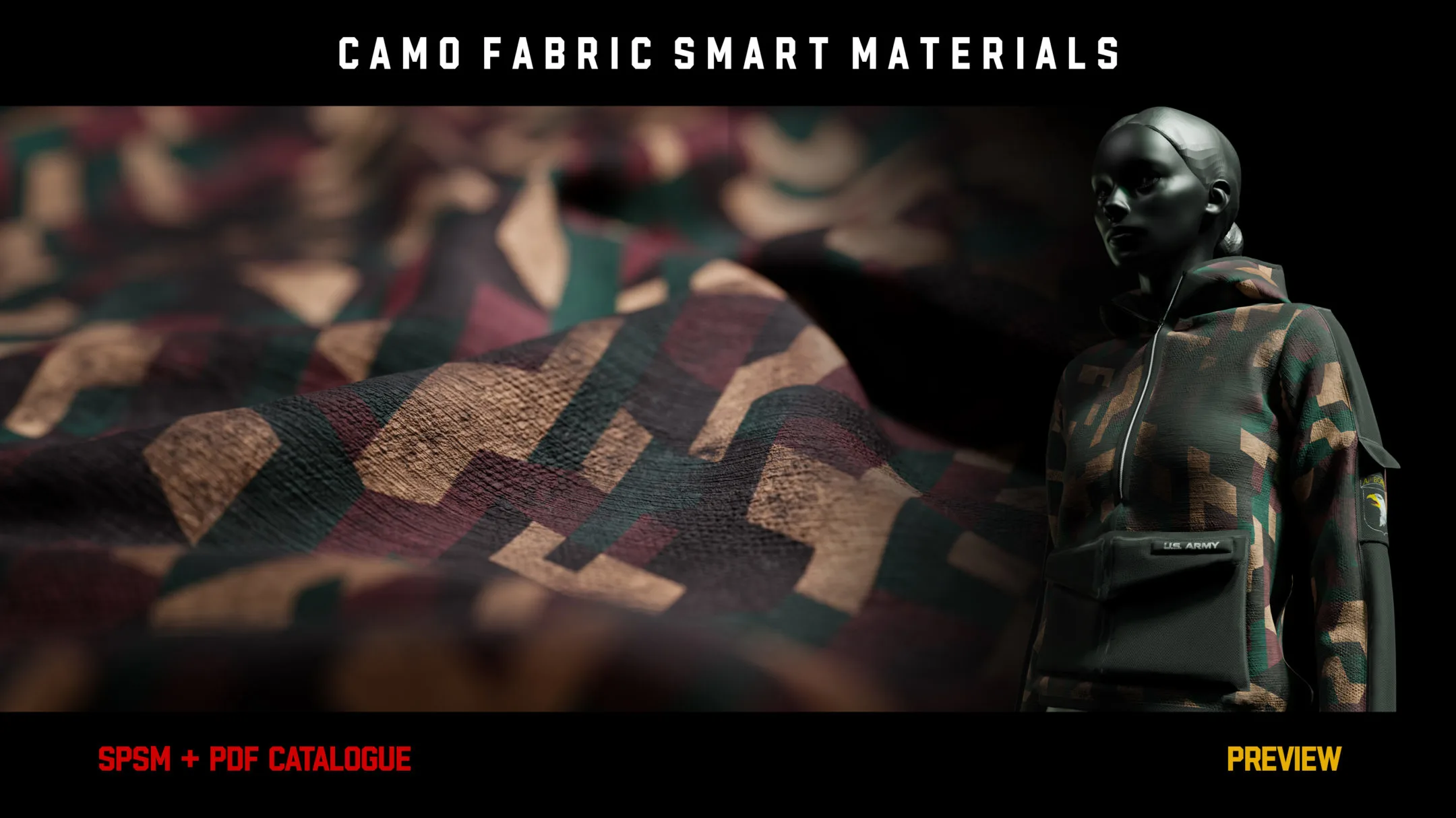 ” 15 High Detailed Camo Fabric Smart Materials ” (vol.1)