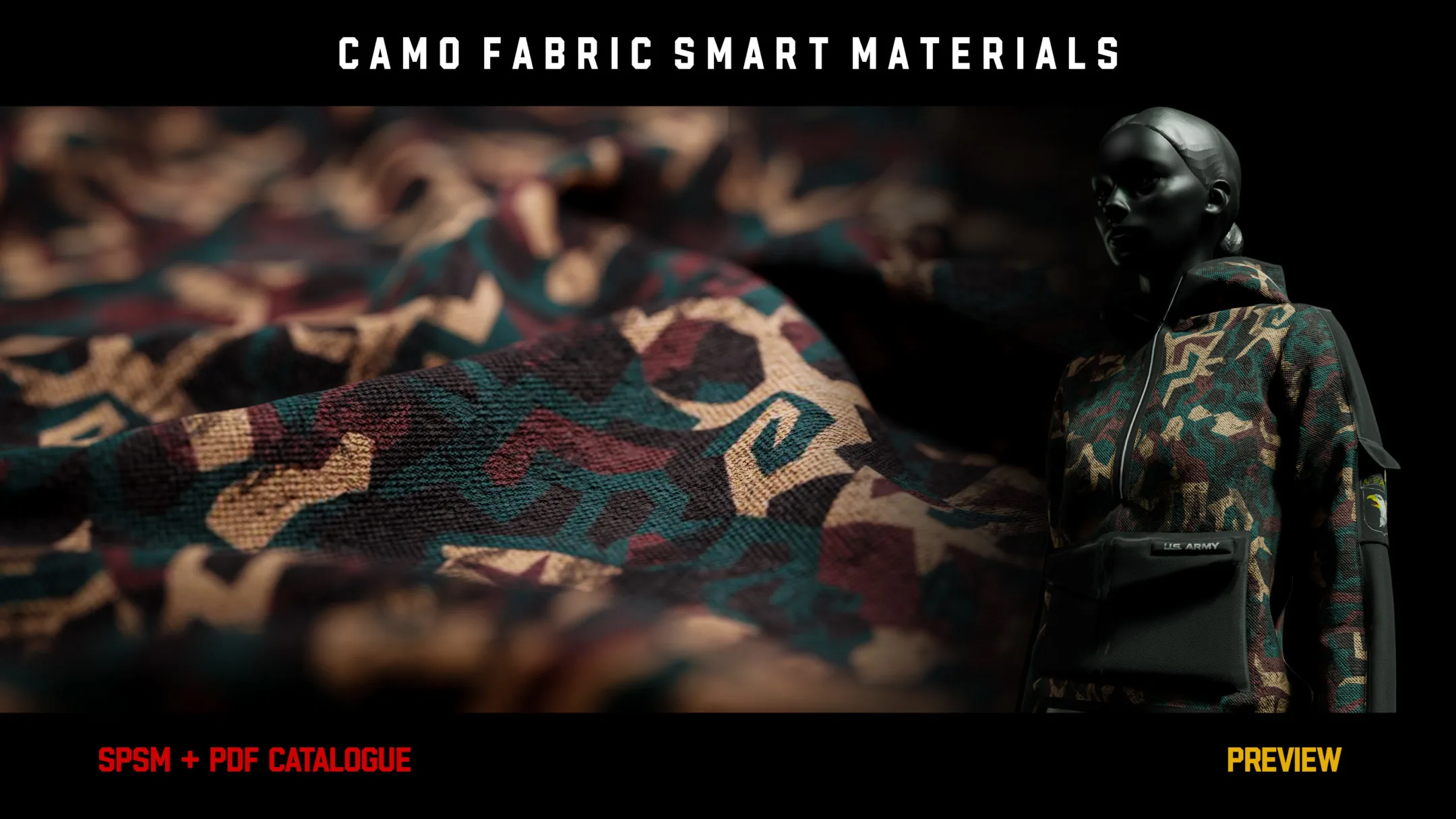 ” 15 High Detailed Camo Fabric Smart Materials ” (vol.1)