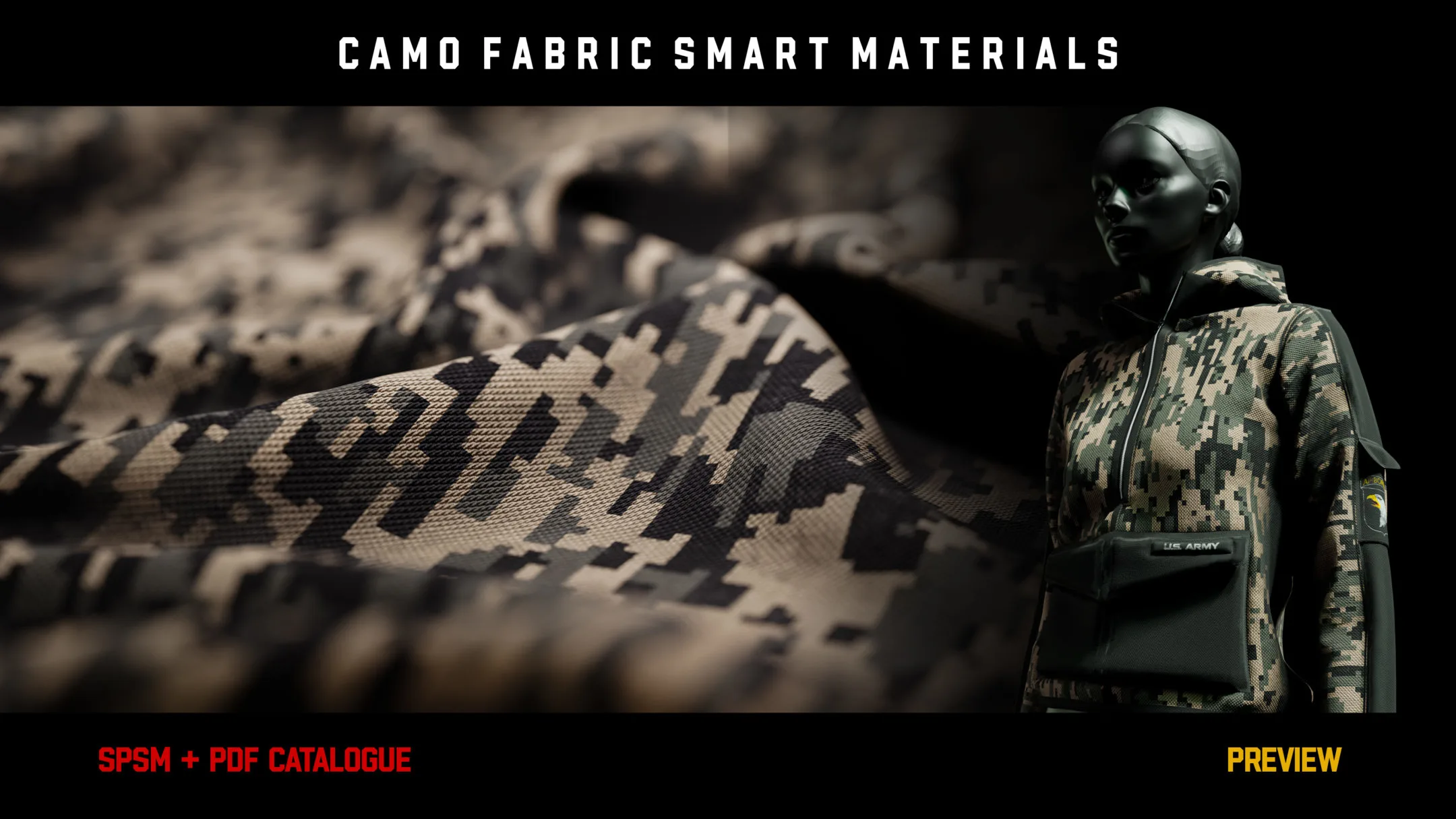 ” 15 High Detailed Camo Fabric Smart Materials ” (vol.1)