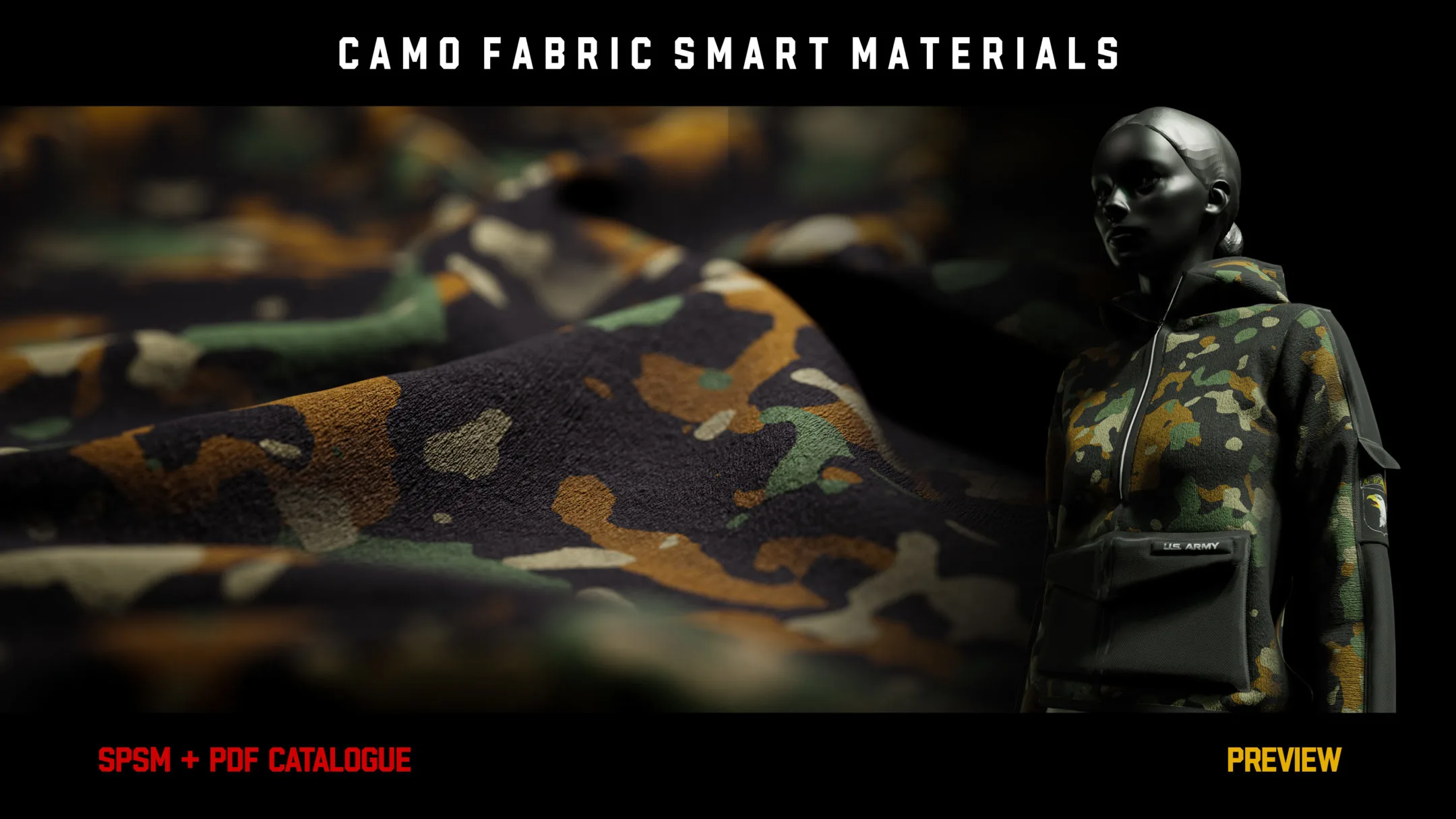 ” 15 High Detailed Camo Fabric Smart Materials ” (vol.1)