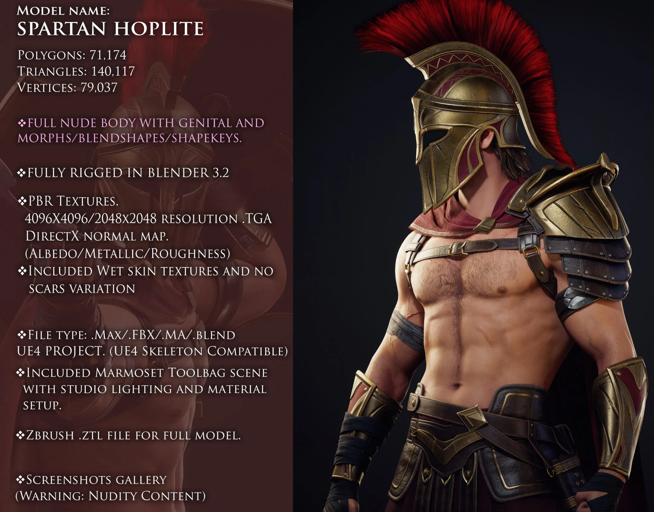 Spartan Hoplite - Game Ready