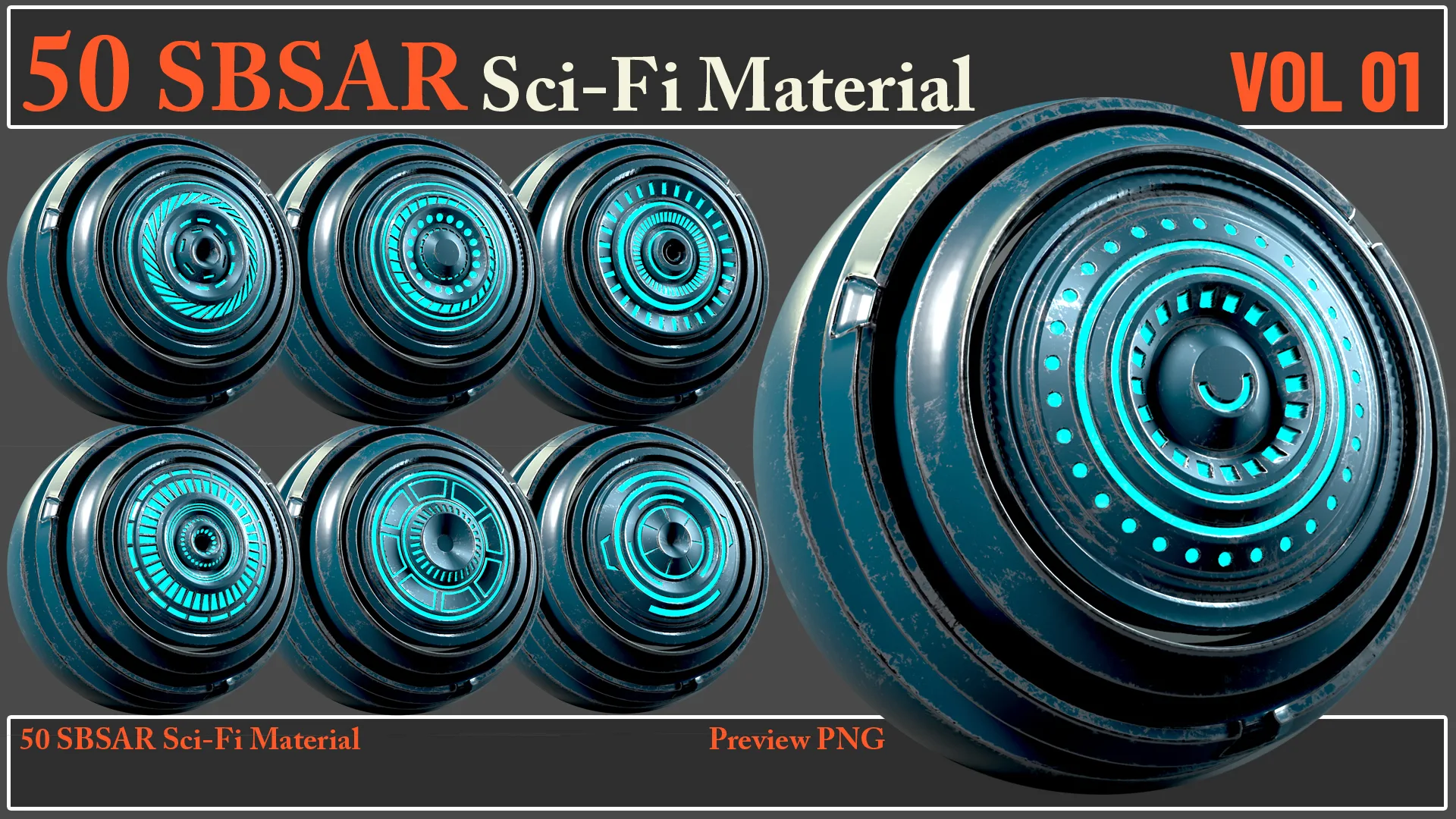 50 SBSAR Sci-Fi Material VOL 01 + Video How To Use