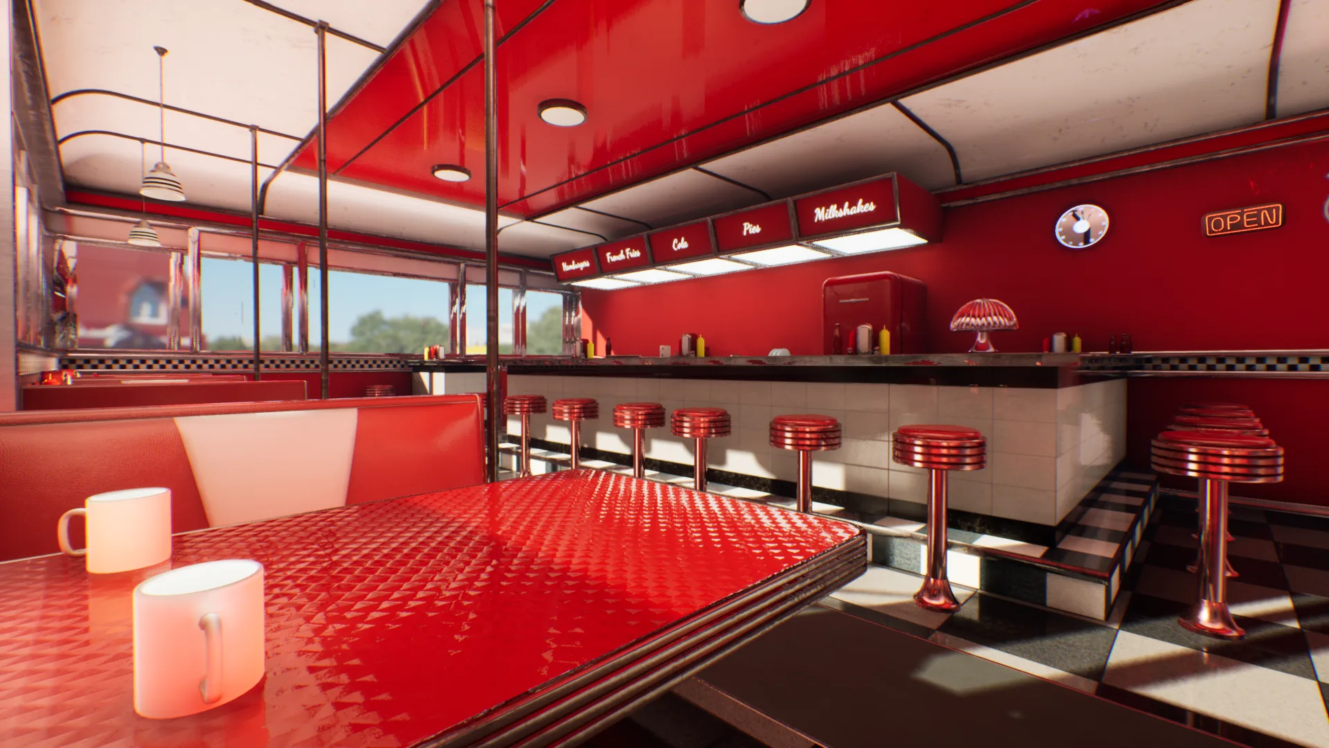 Modular Vintage American Diner Asset Pack Blender FBX UE4