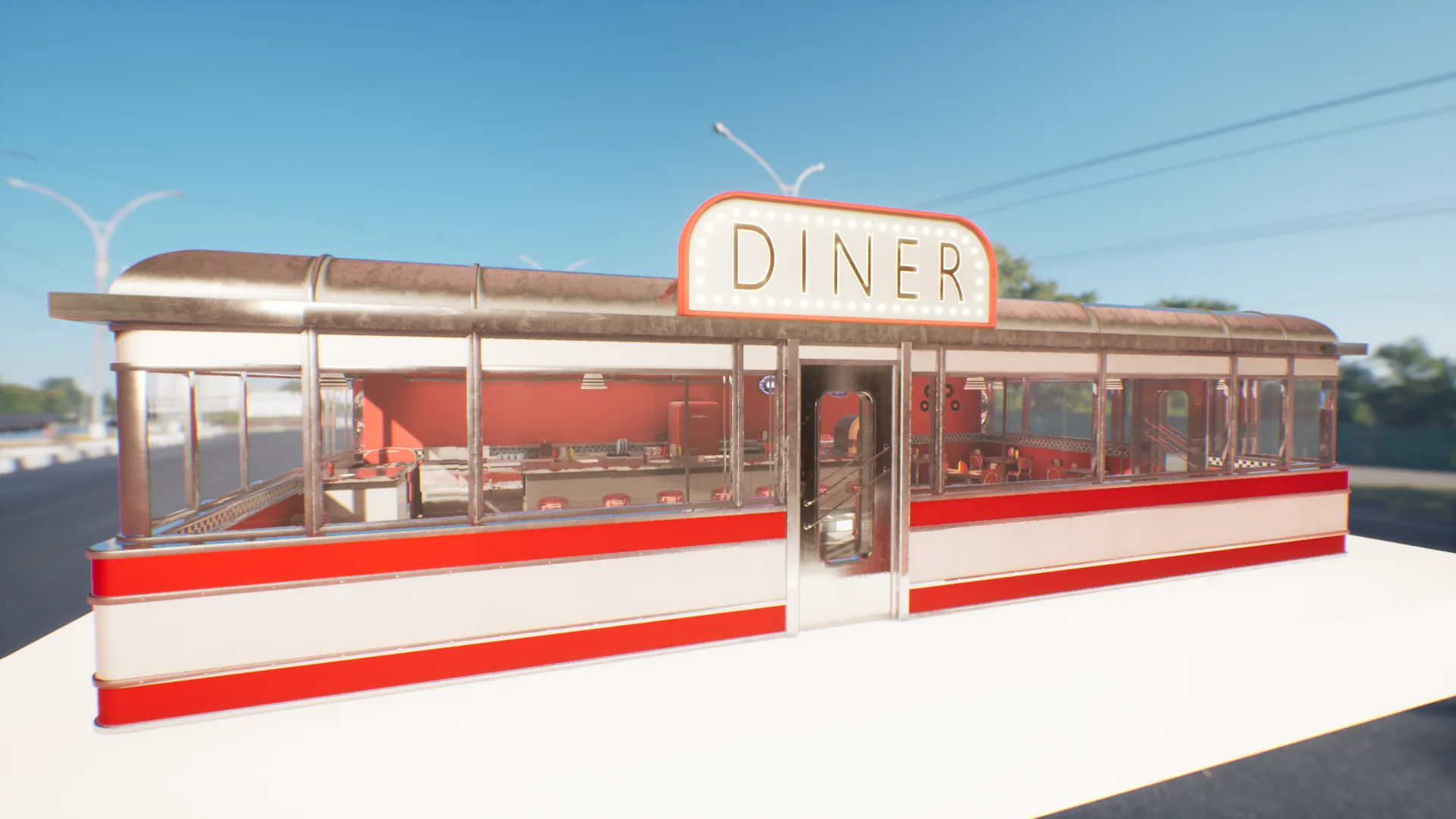 Modular Vintage American Diner Asset Pack Blender FBX UE4