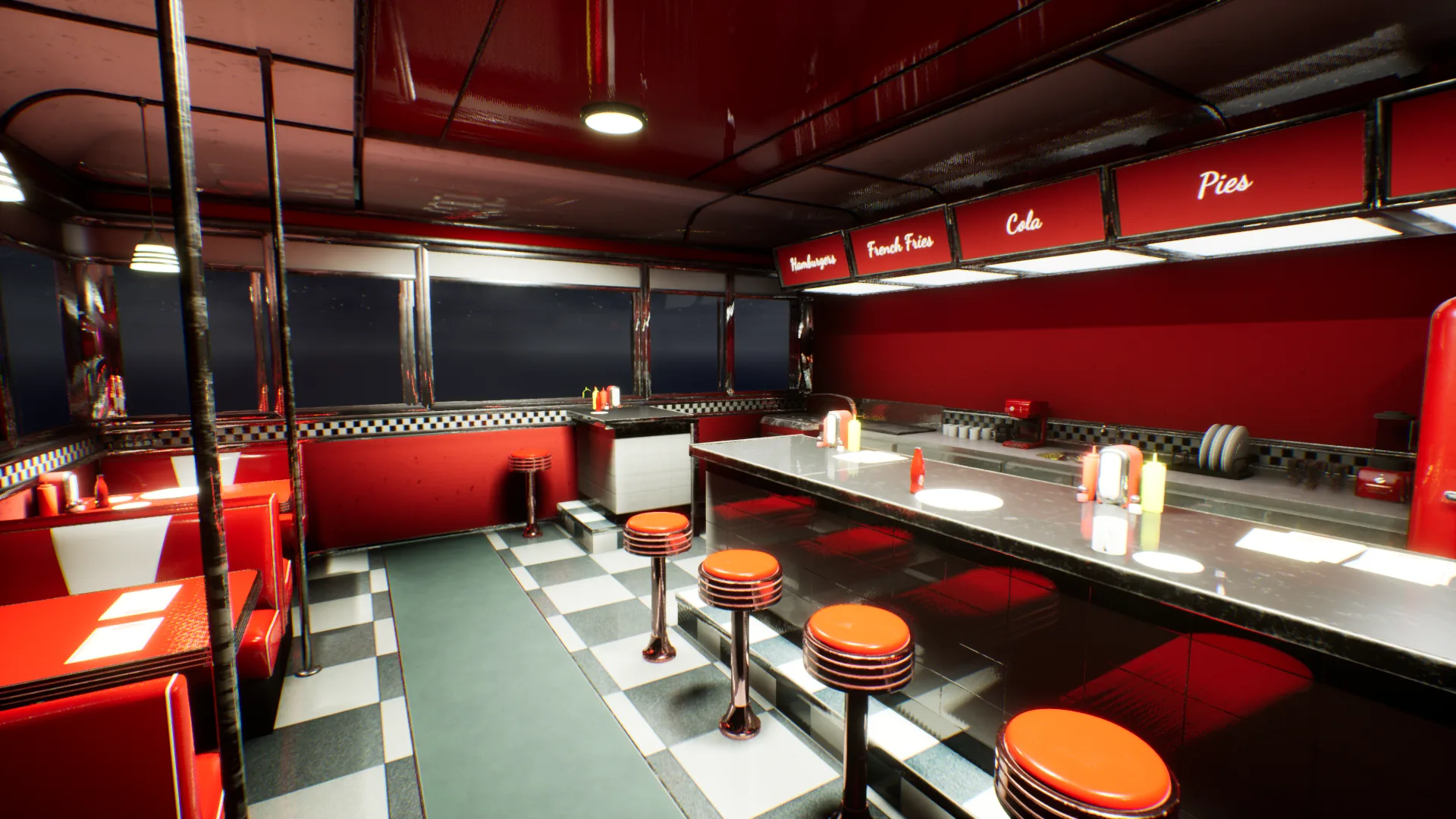 Modular Vintage American Diner Asset Pack Blender FBX UE4