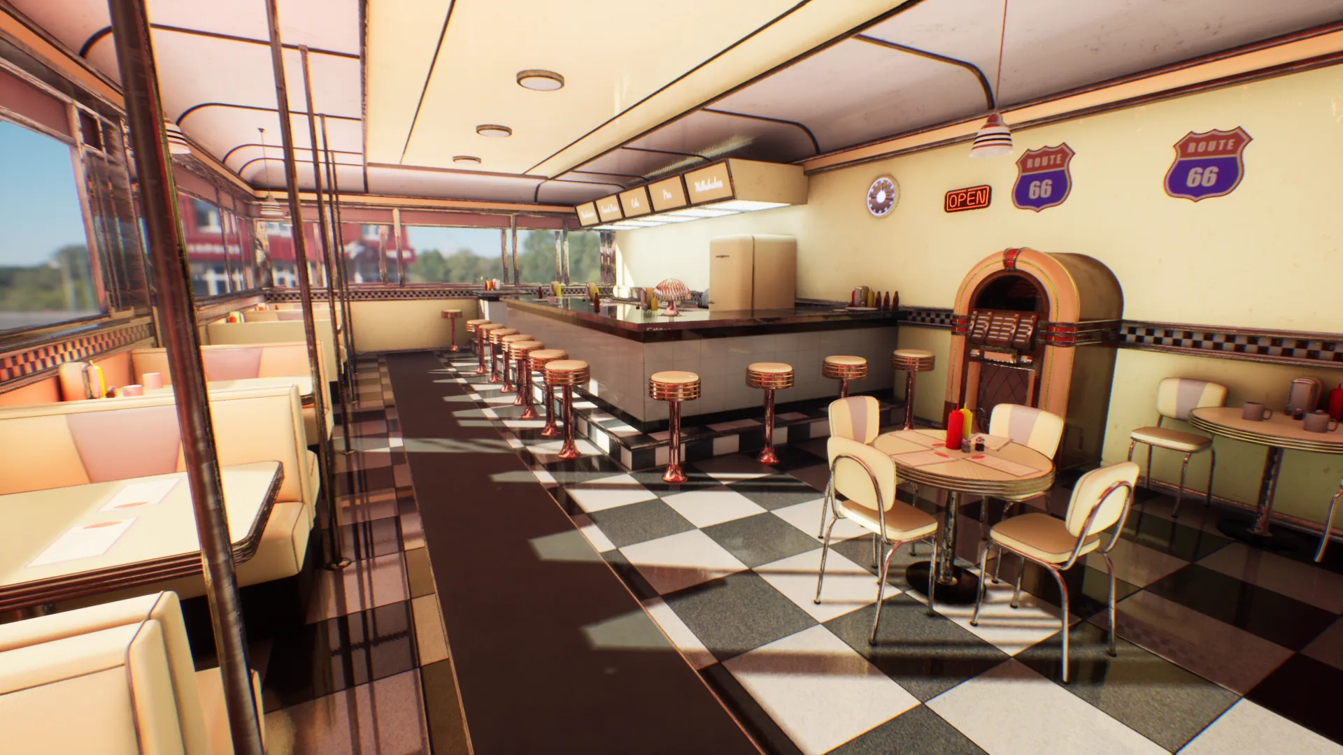 Modular Vintage American Diner Asset Pack Blender FBX UE4