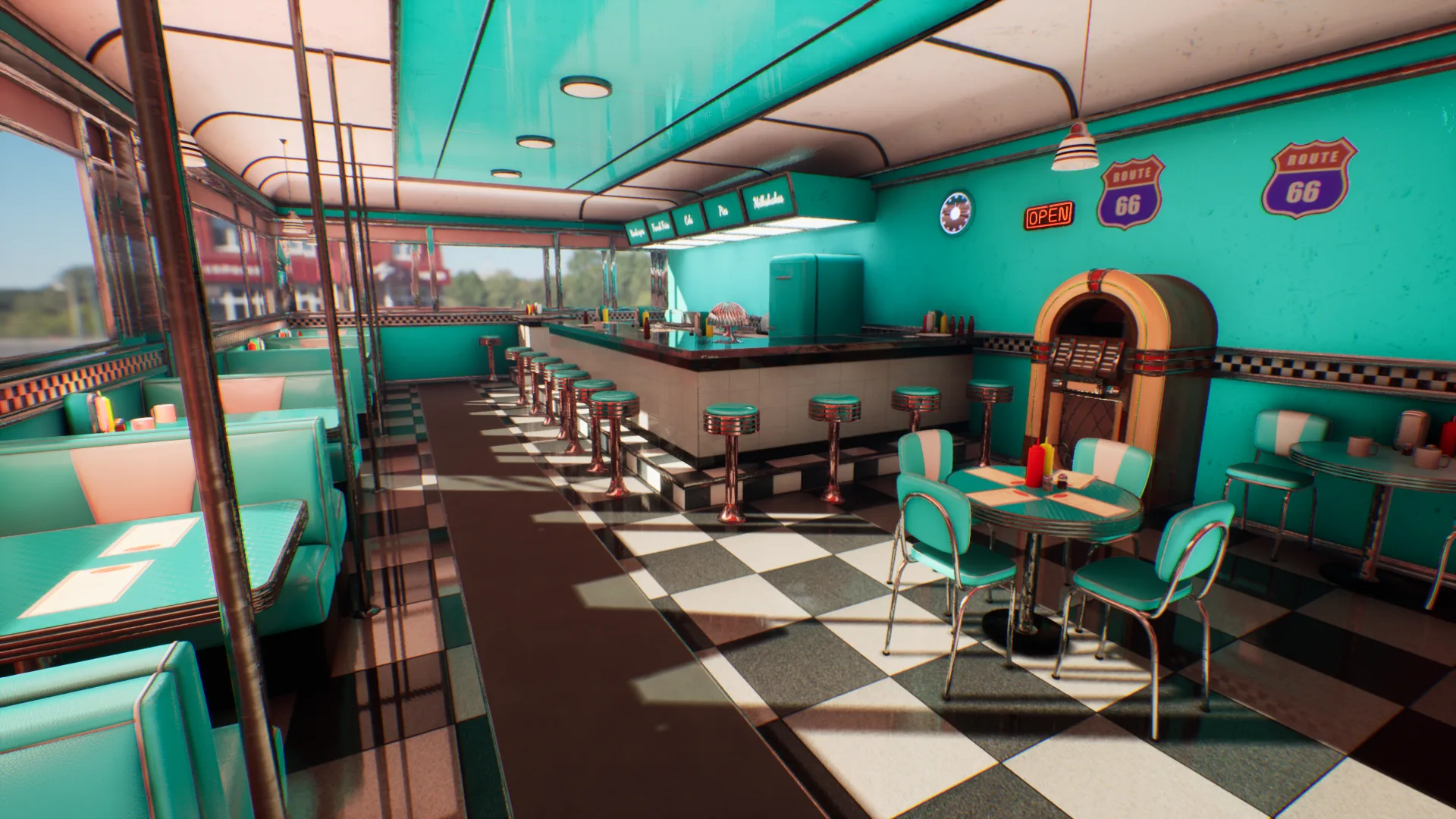 Modular Vintage American Diner Asset Pack Blender FBX UE4