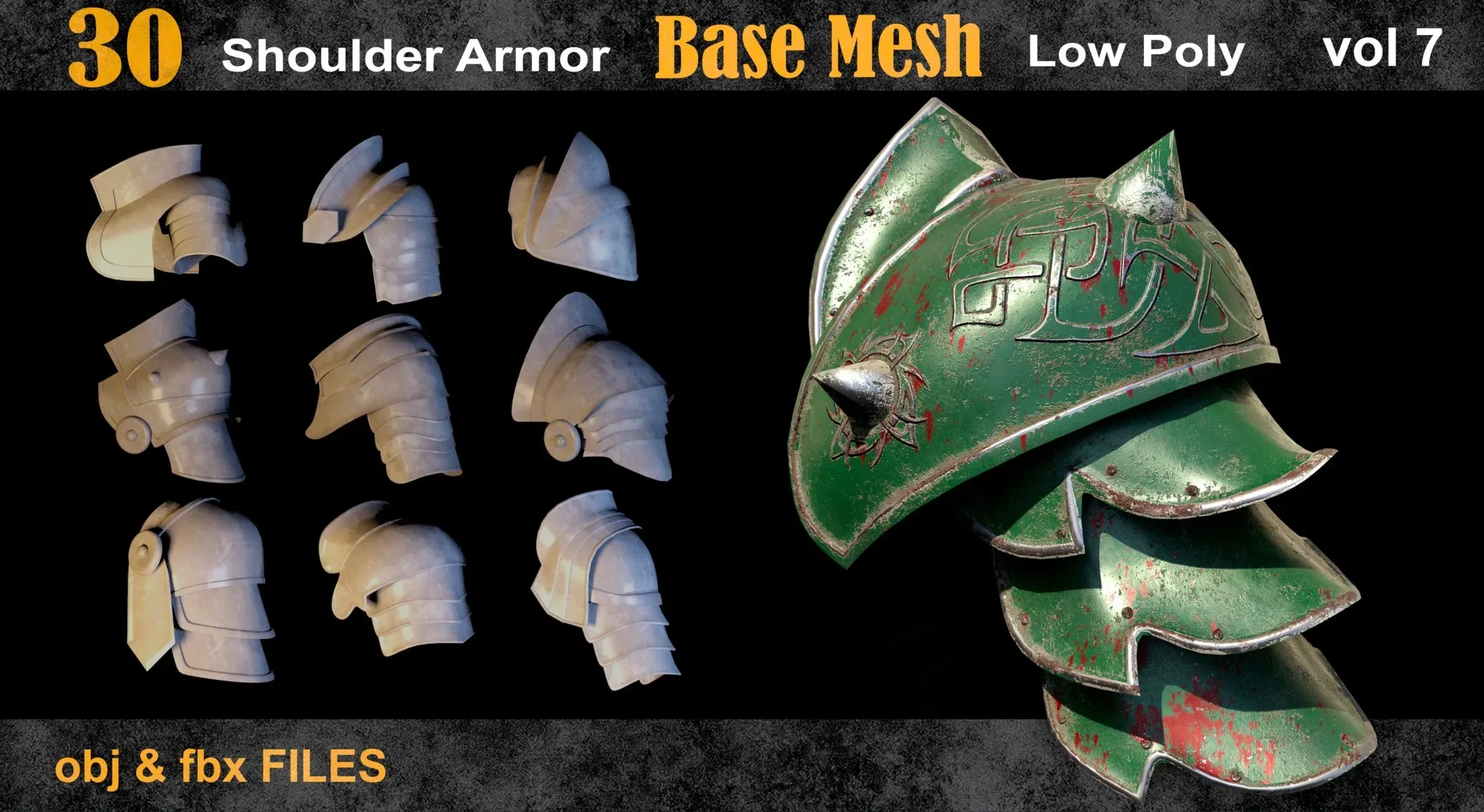 30 Shoulder Armor Base Mesh vol 7