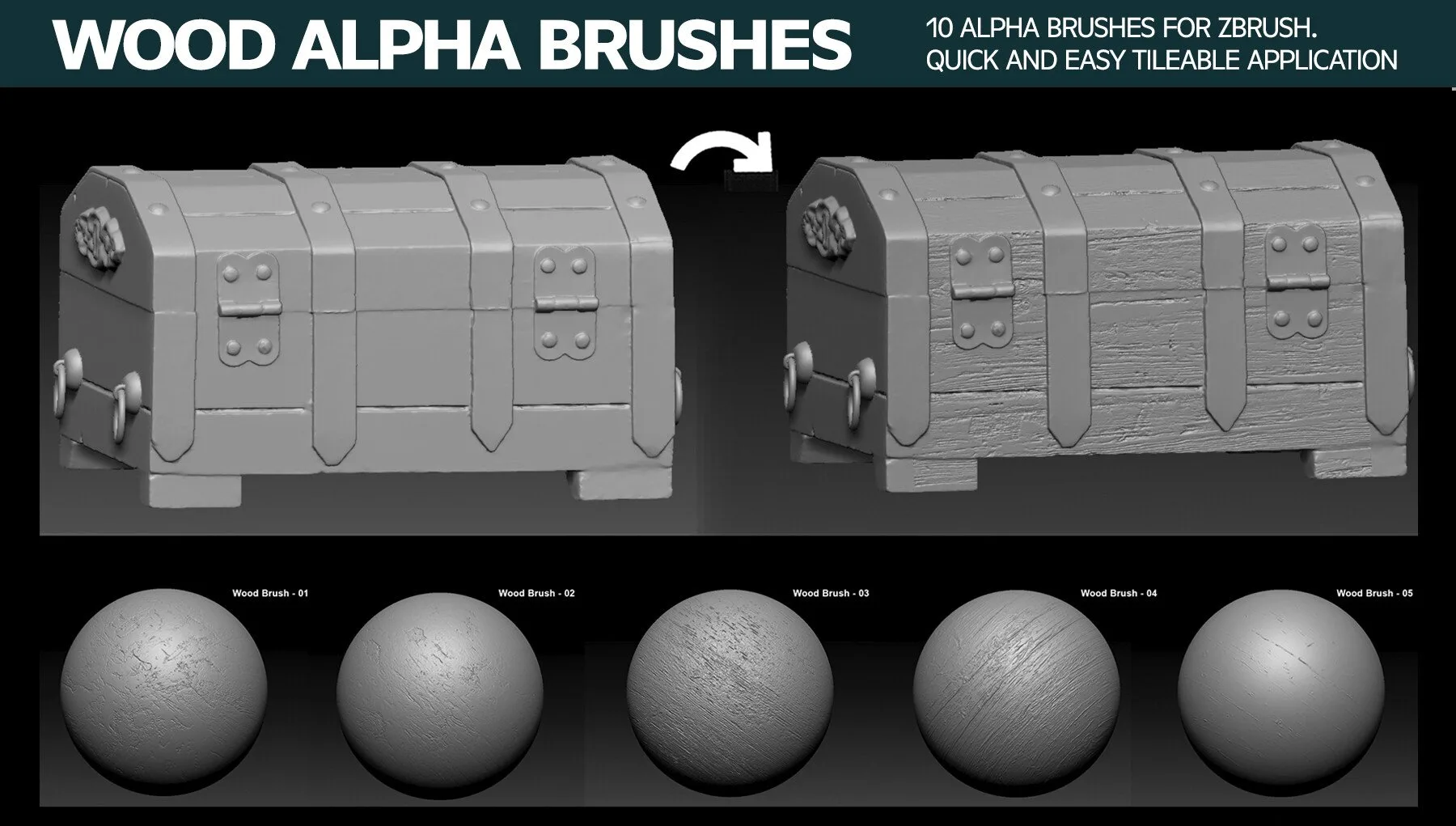 Wood Alpha Brushes for Zbrush