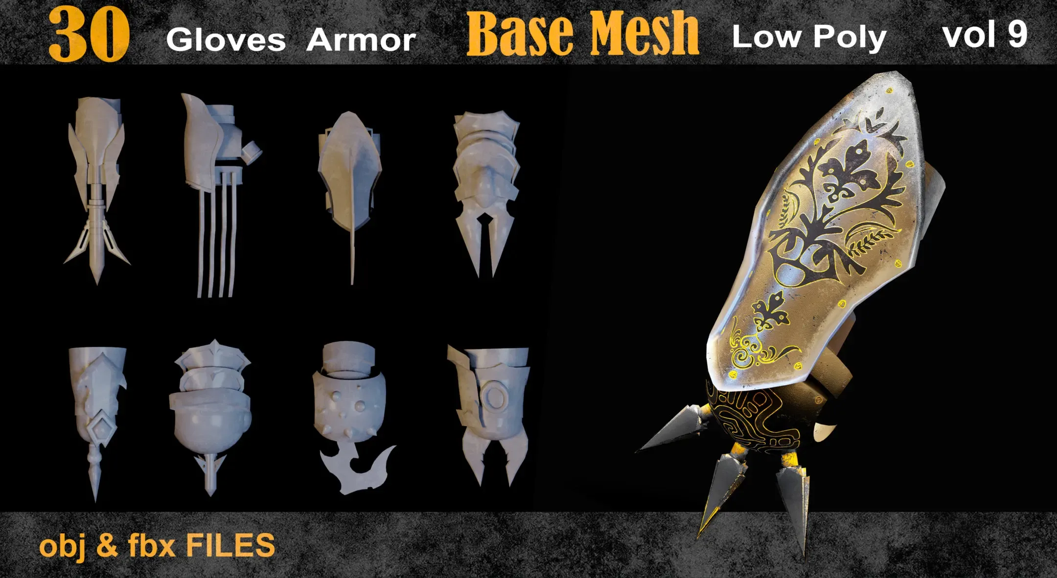 30 Gloves Armor Base Mesh vol 9