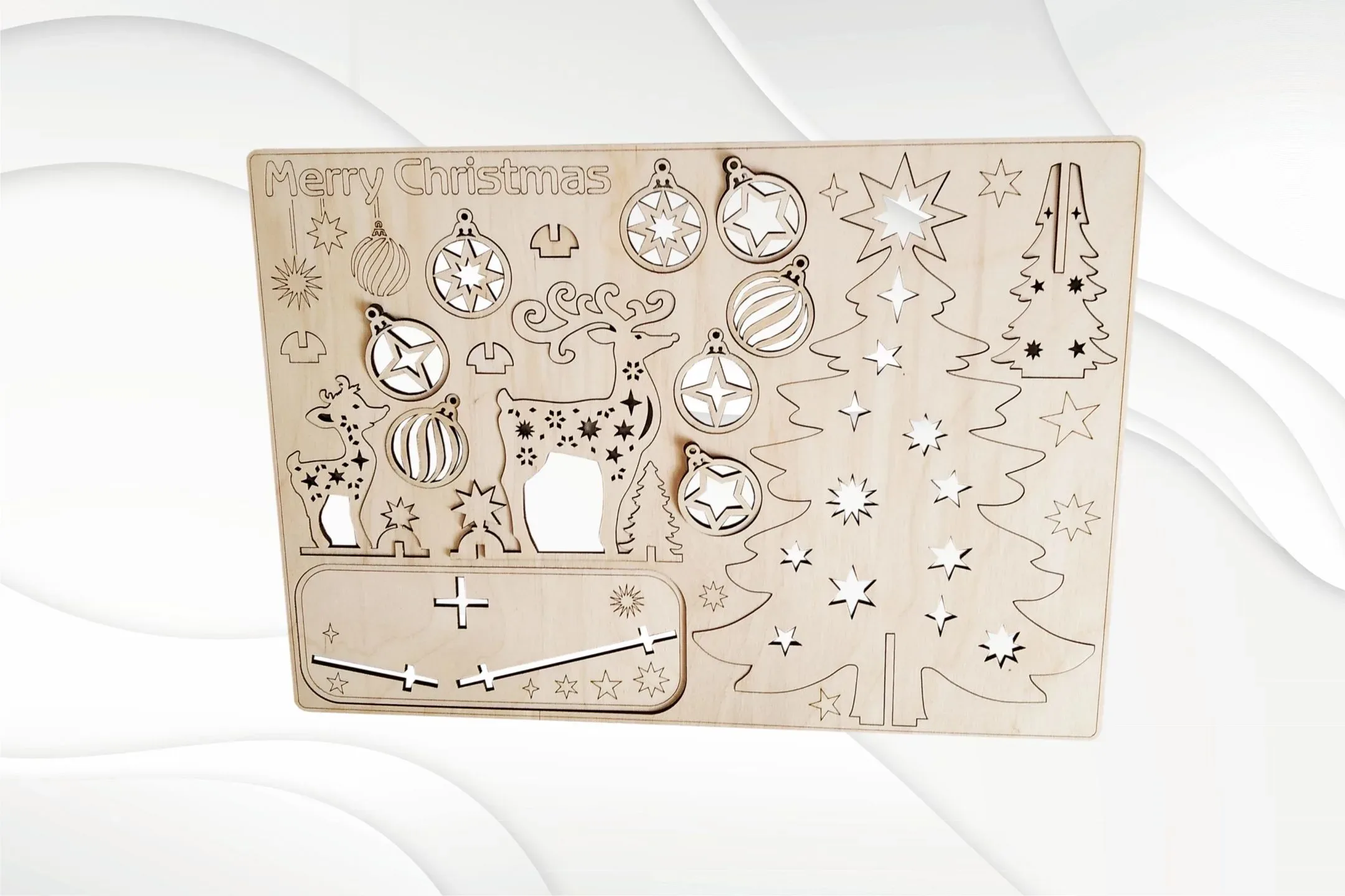 Christmas card handmade, 3D puzzles, laser cutting pattern.