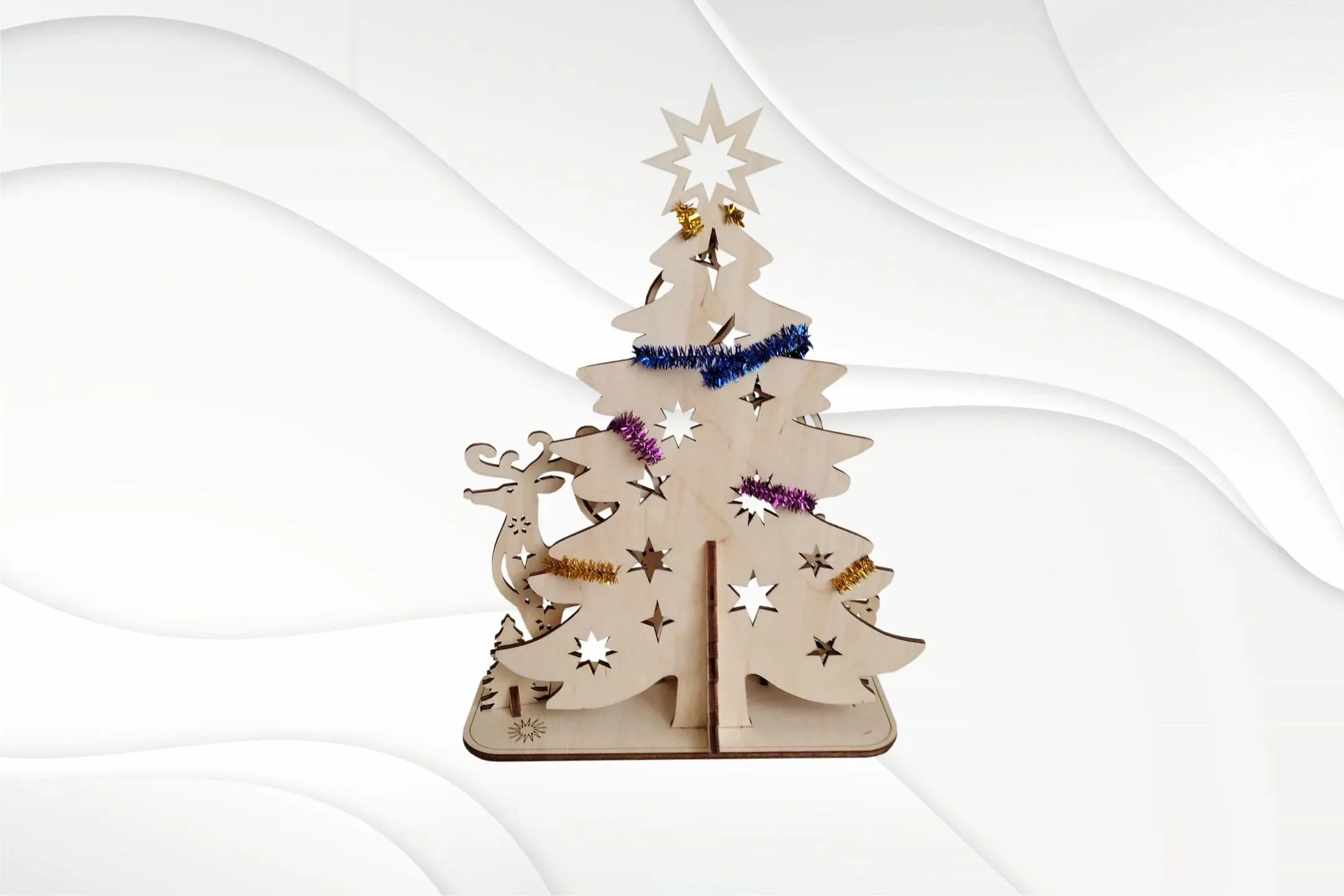 Christmas card handmade, 3D puzzles, laser cutting pattern.