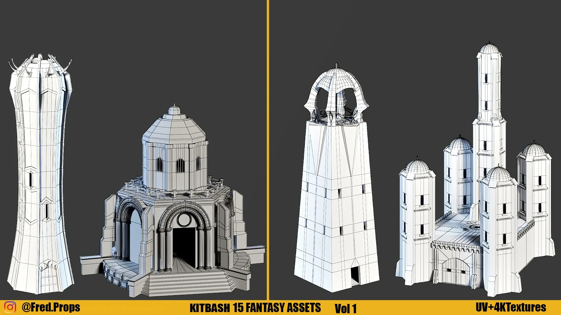 KITBASH : FANTASY ASSETS +TEXTURES Vol 1