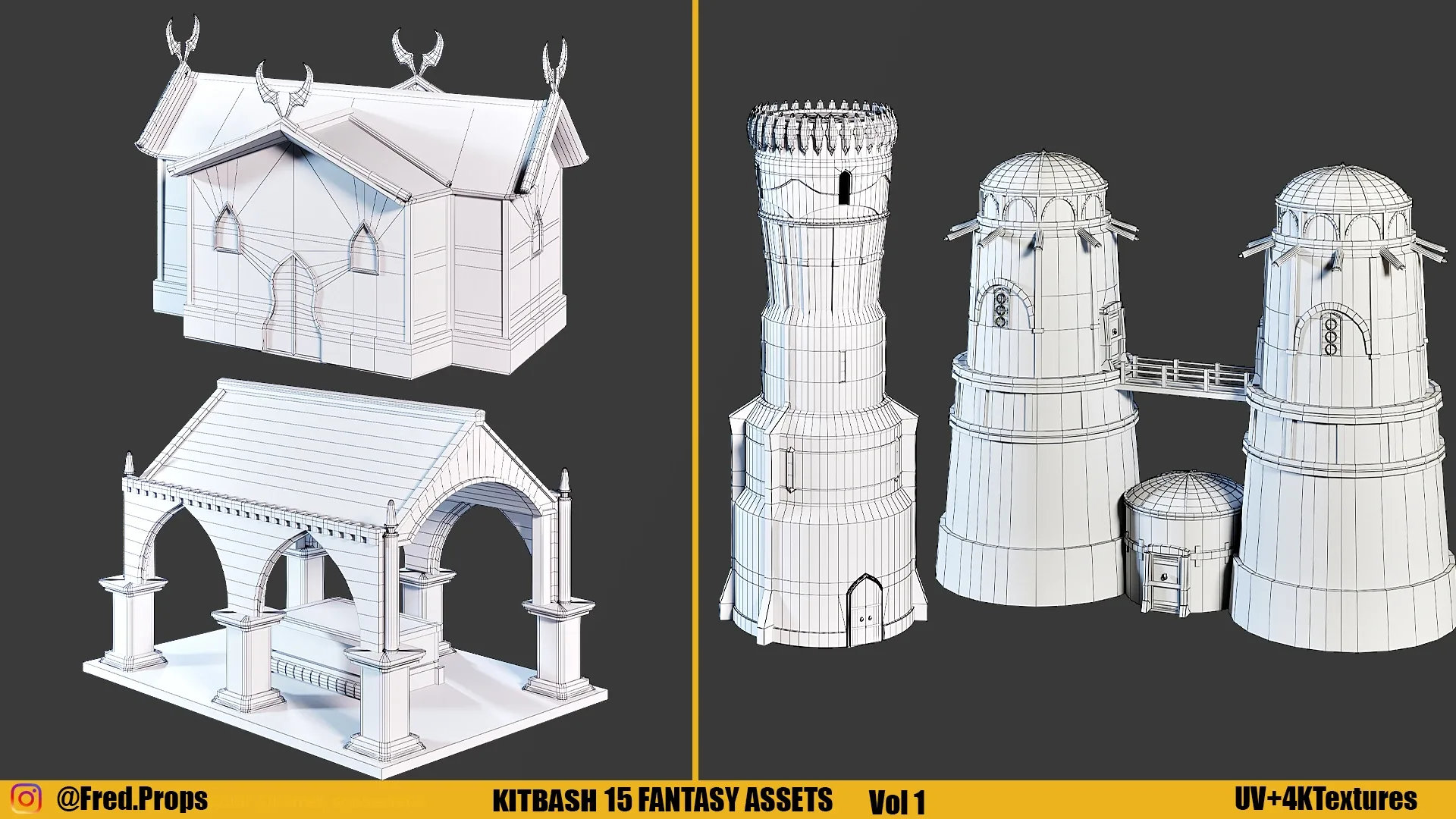 KITBASH : FANTASY ASSETS +TEXTURES Vol 1