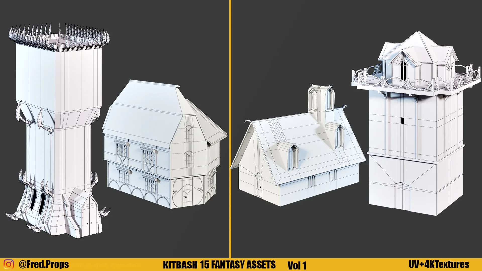 KITBASH : FANTASY ASSETS +TEXTURES Vol 1