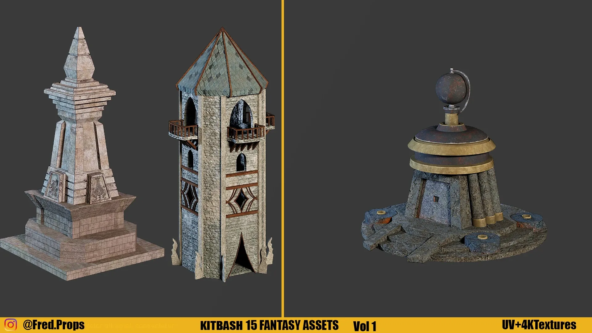 KITBASH : FANTASY ASSETS +TEXTURES Vol 1