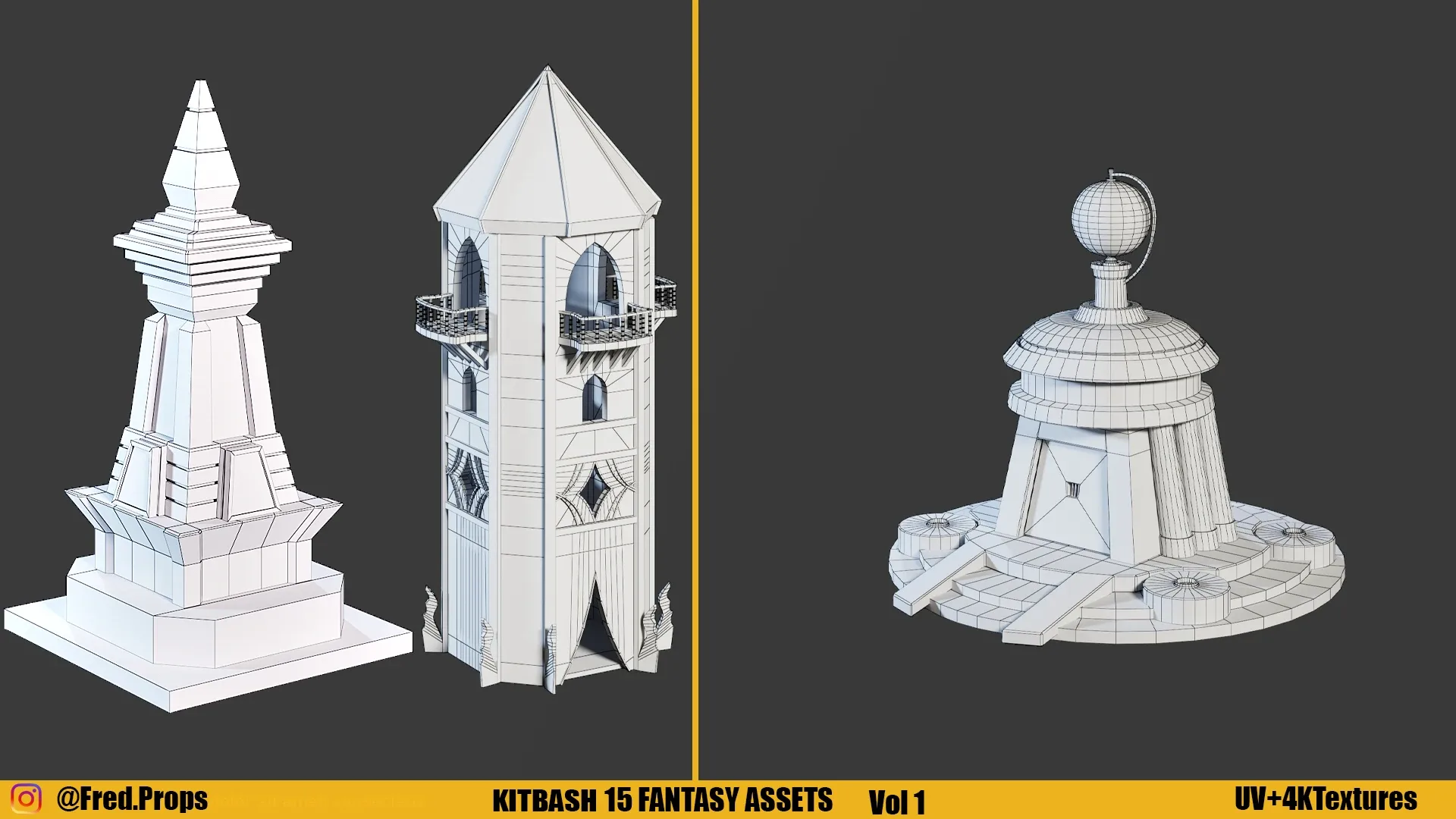 KITBASH : FANTASY ASSETS +TEXTURES Vol 1