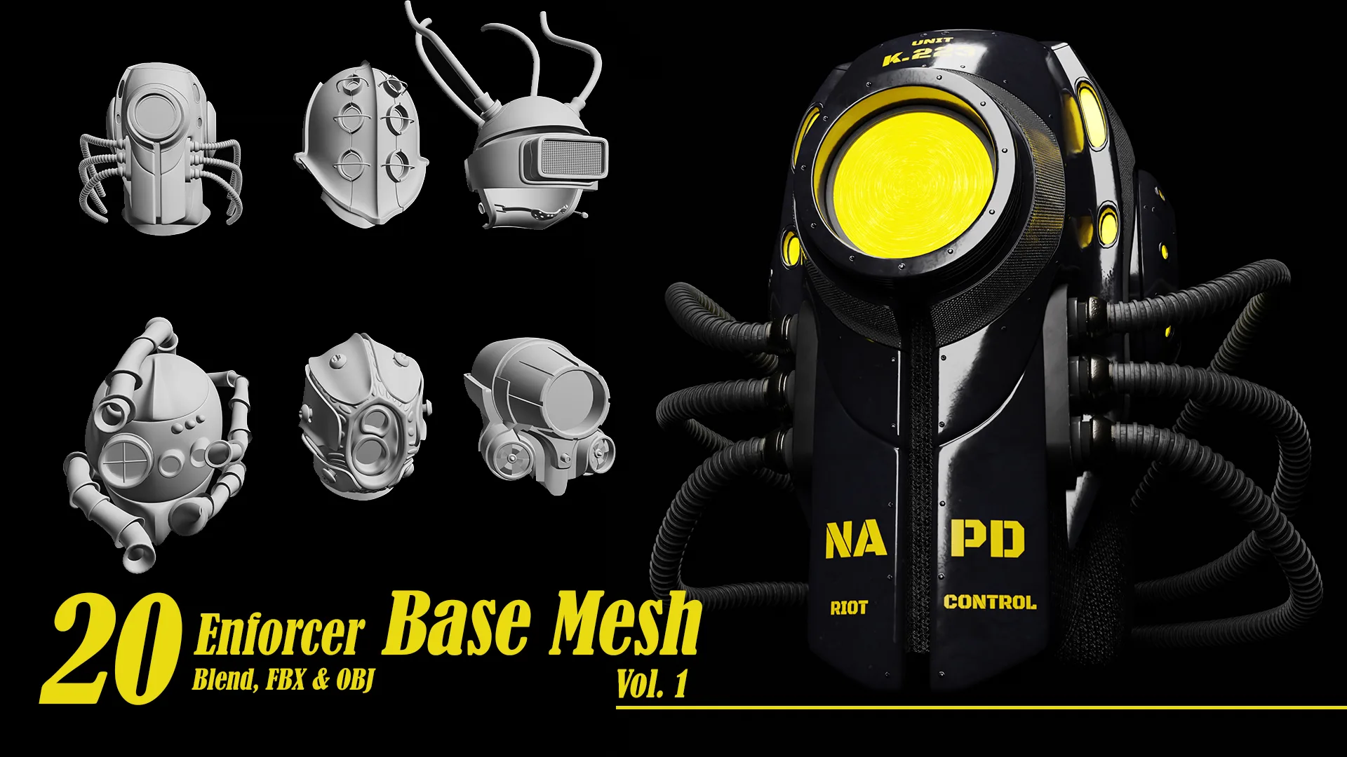 20 Soldier &amp; Enforcer Helmet Base Mesh - Vol 01