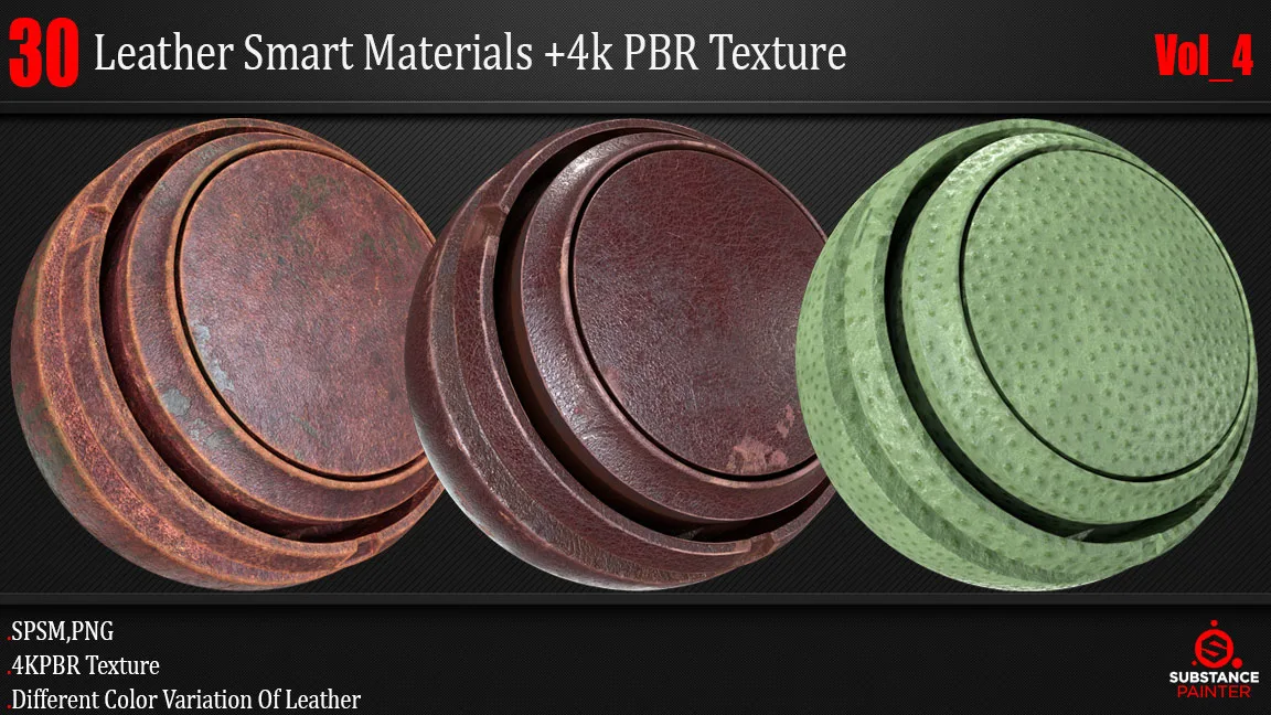 30 Leather Smart Material + 4K PBR Texture Vol_4